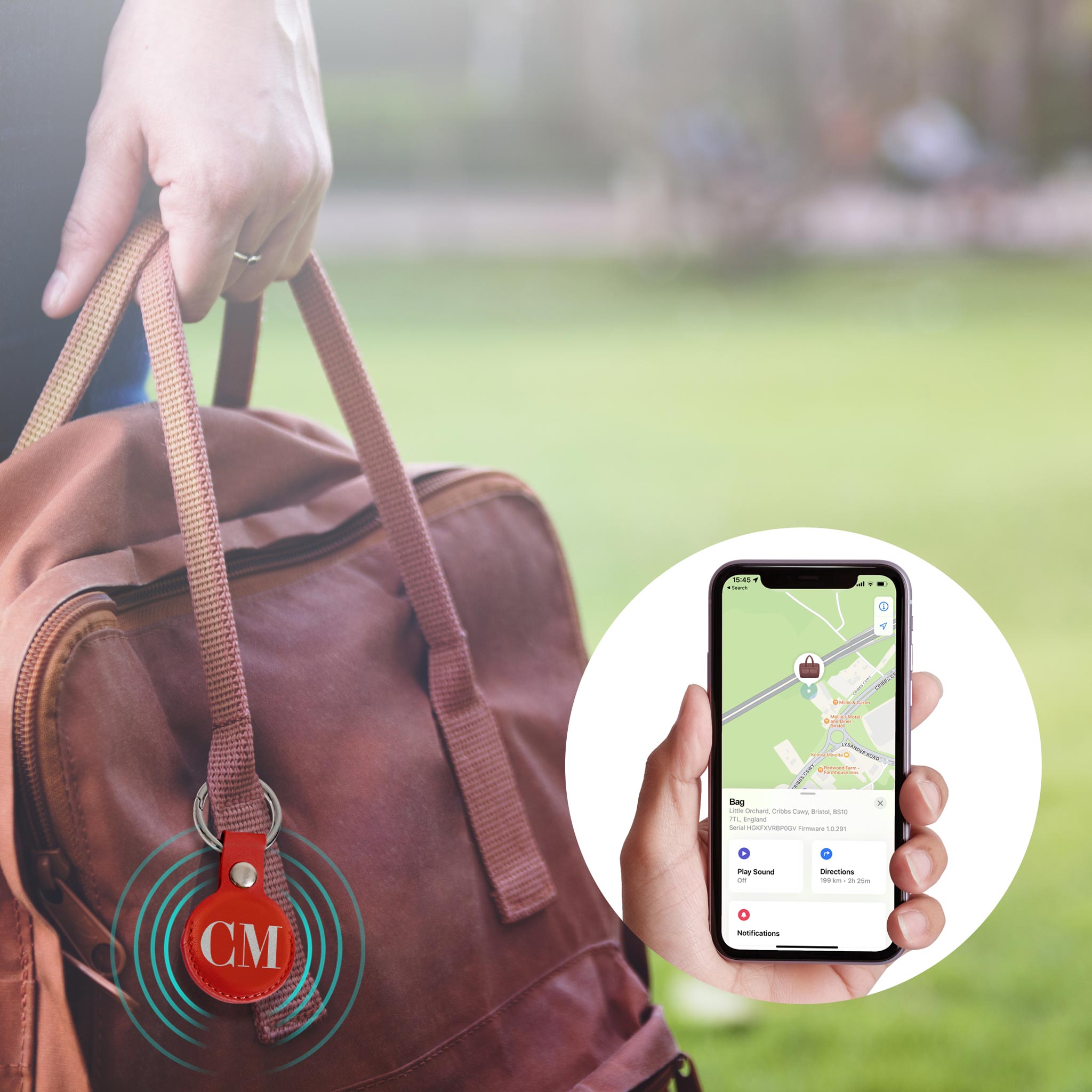 Personalised AirTag Case Keyring Holder Keychain Holder for Air Tag Tracking Device Monogram Initials on Red