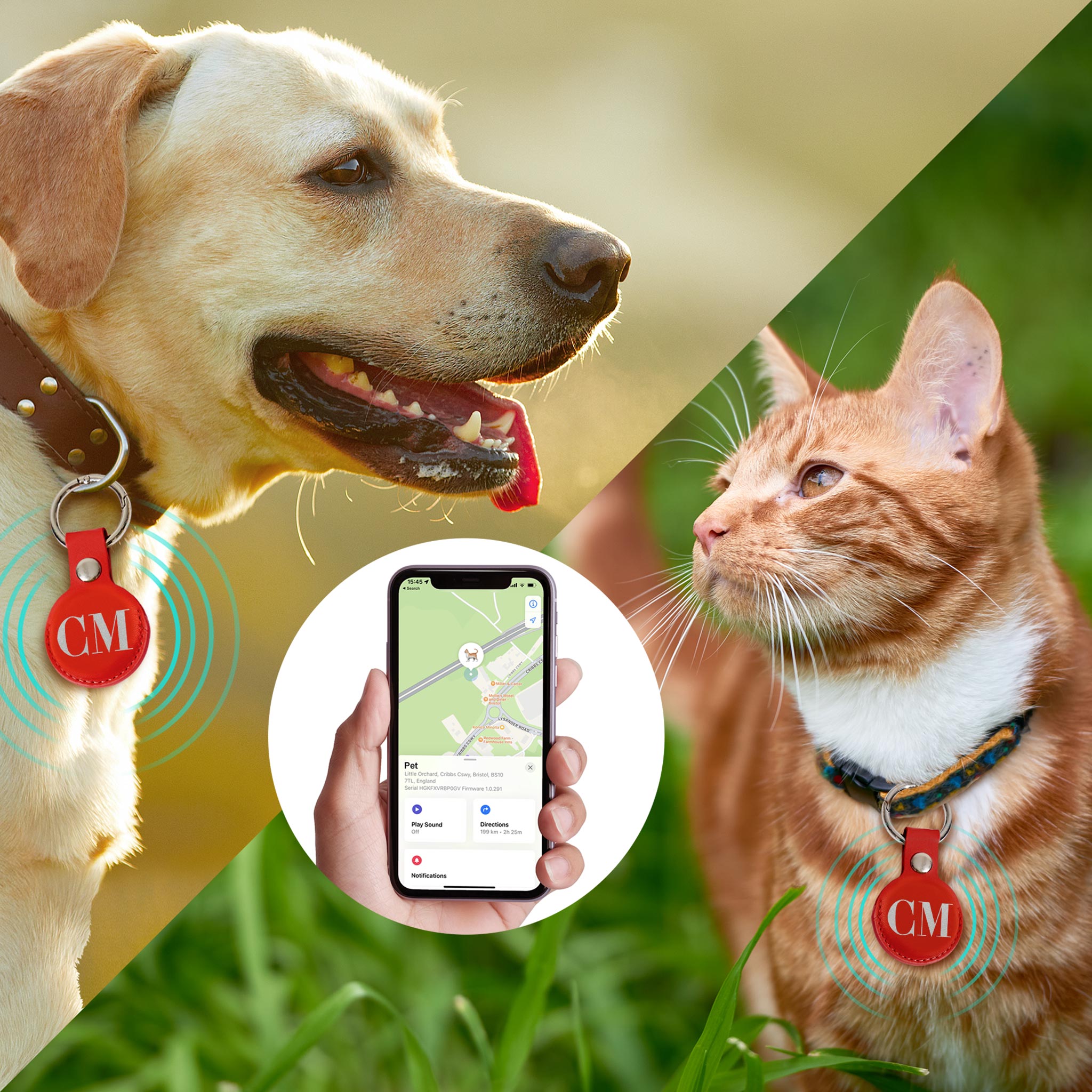 Personalised AirTag Case Keyring Holder Keychain Holder for Air Tag Tracking Device Monogram Initials on Red