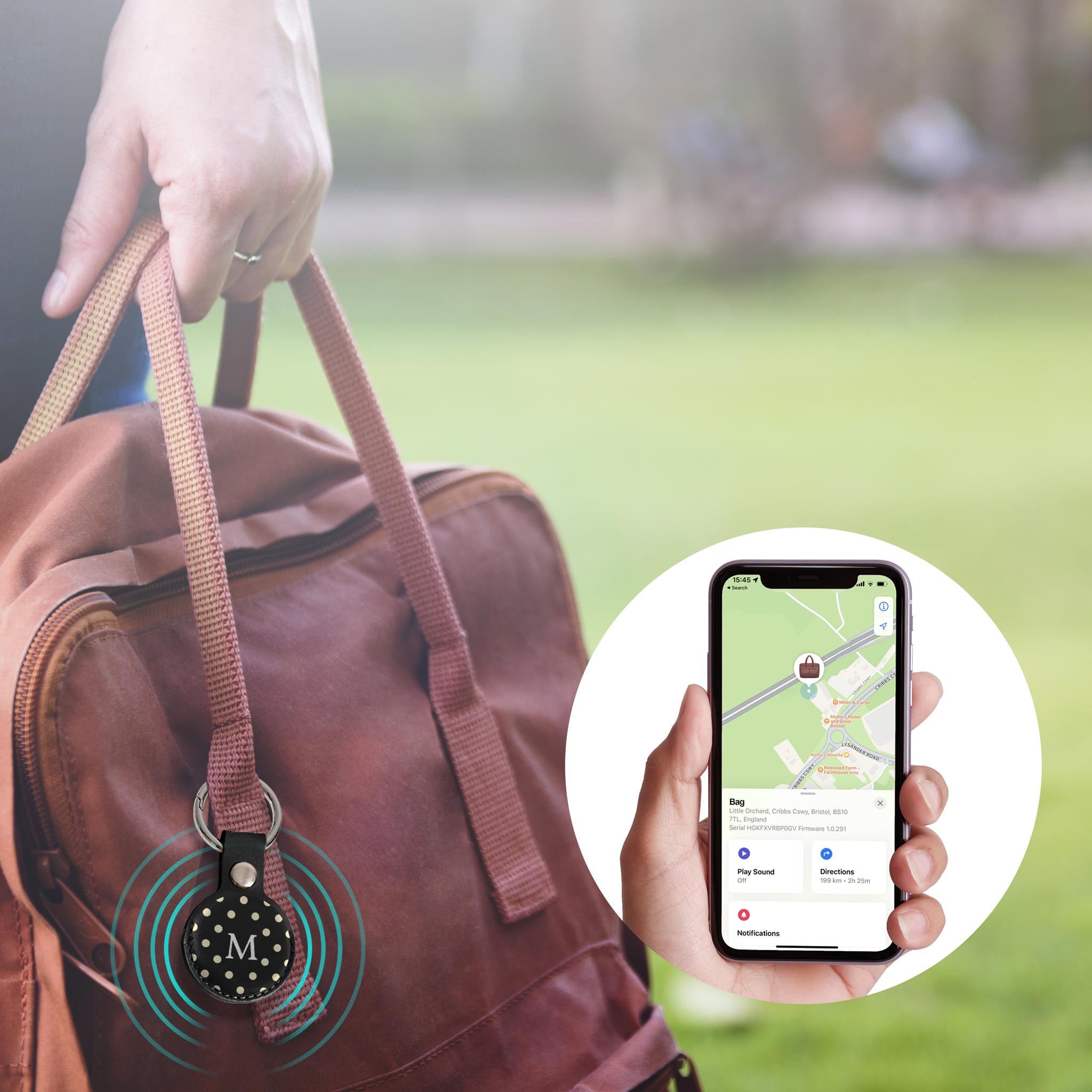 Personalised AirTag Case Keyring Holder Keychain Holder for Air Tag Tracking Device Polka Dots Name on Black