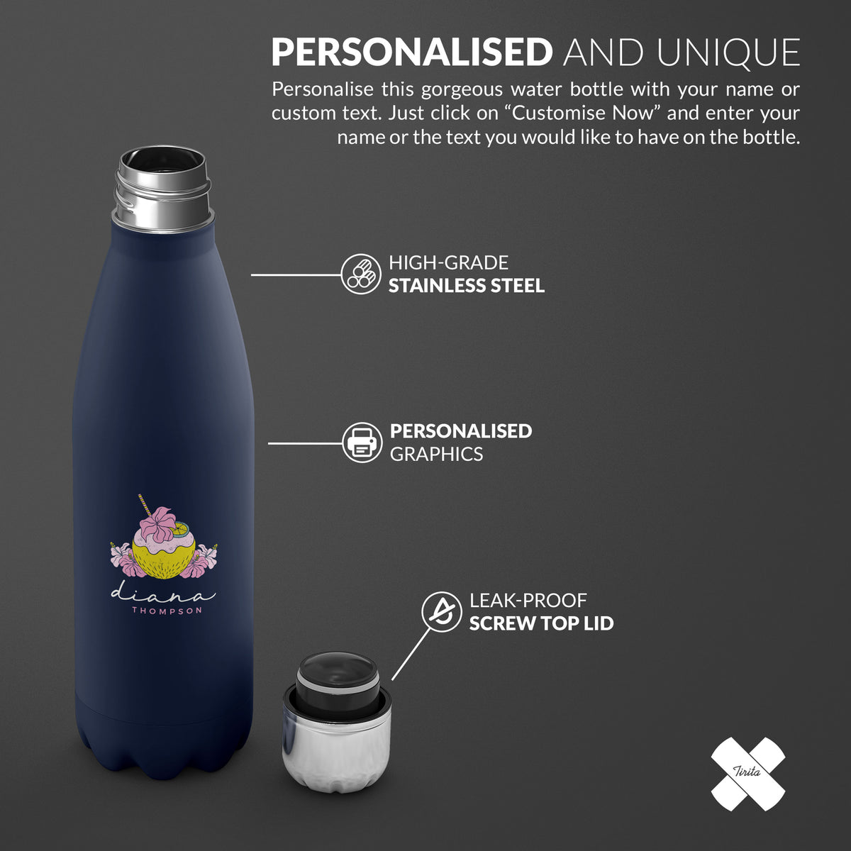Personalised Water Bottle Beach Cocktail