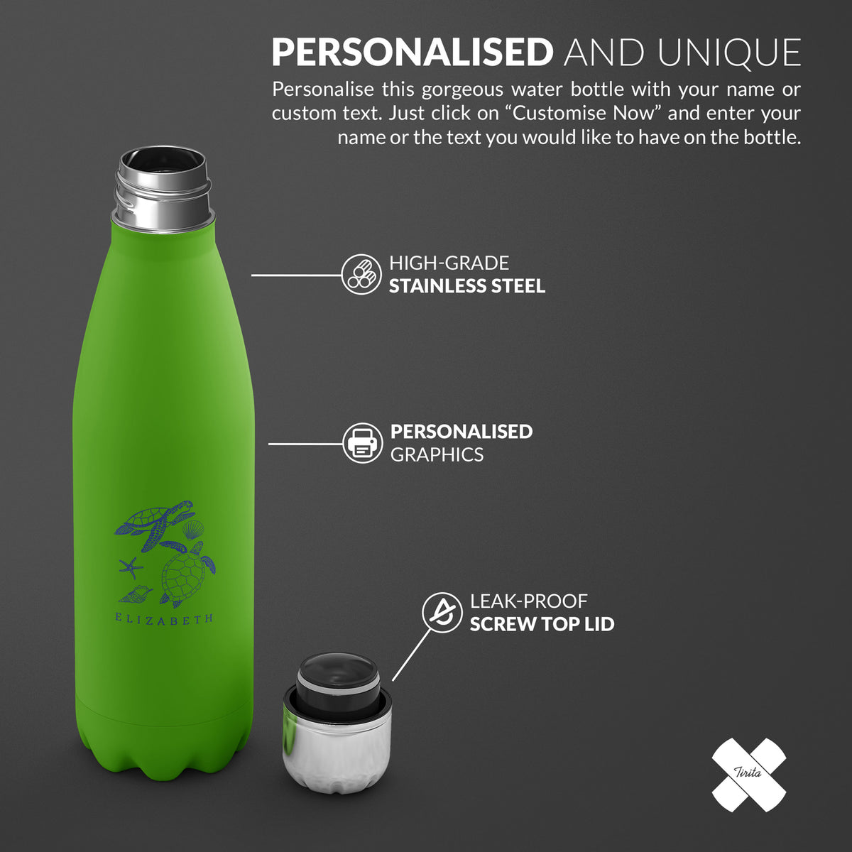Personalised Water Bottle Turtles And Seashells