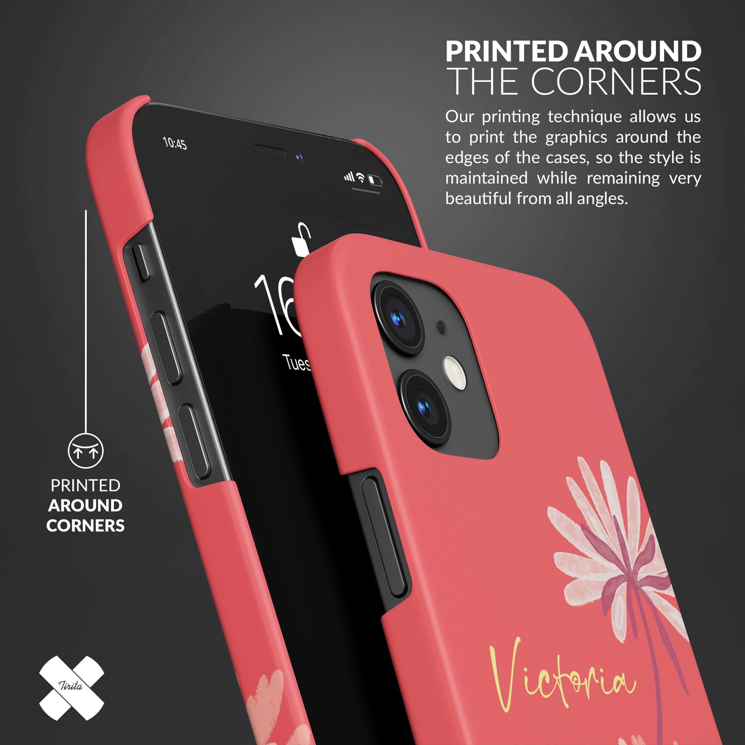 Personalised Hard Phone Case Salmon Red Flowers