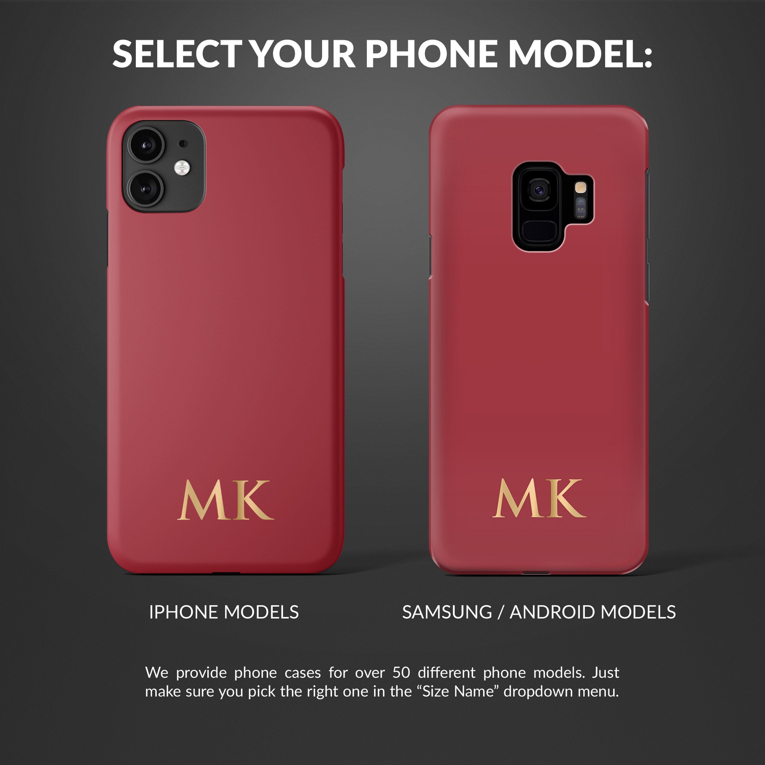 Personalised Hard Phone Case Custom Name Golden Gradient on Red