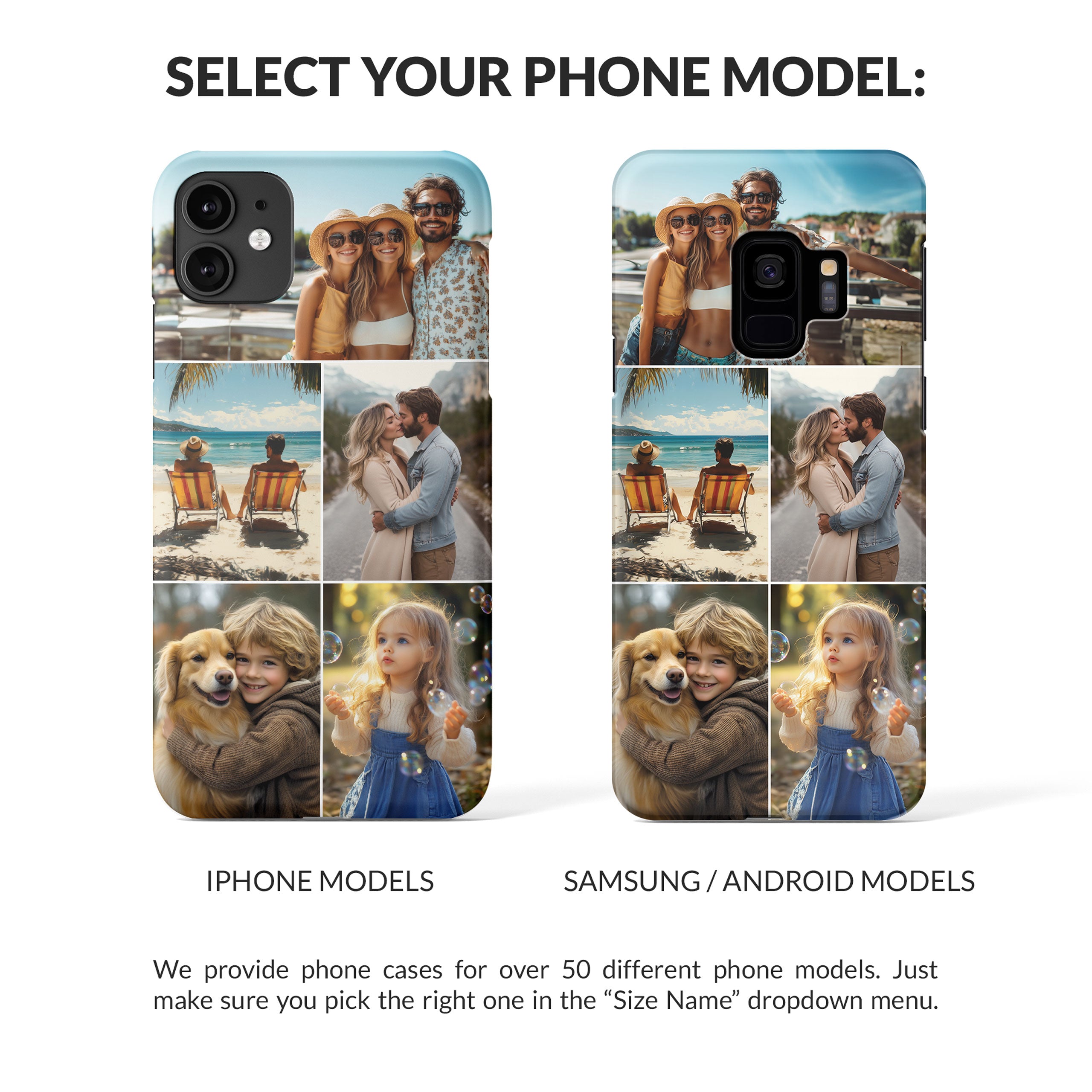 Custom Photo Phone Case, Personalised Picture Image Customized Design Unique Photo Gift - Five Photos Collage