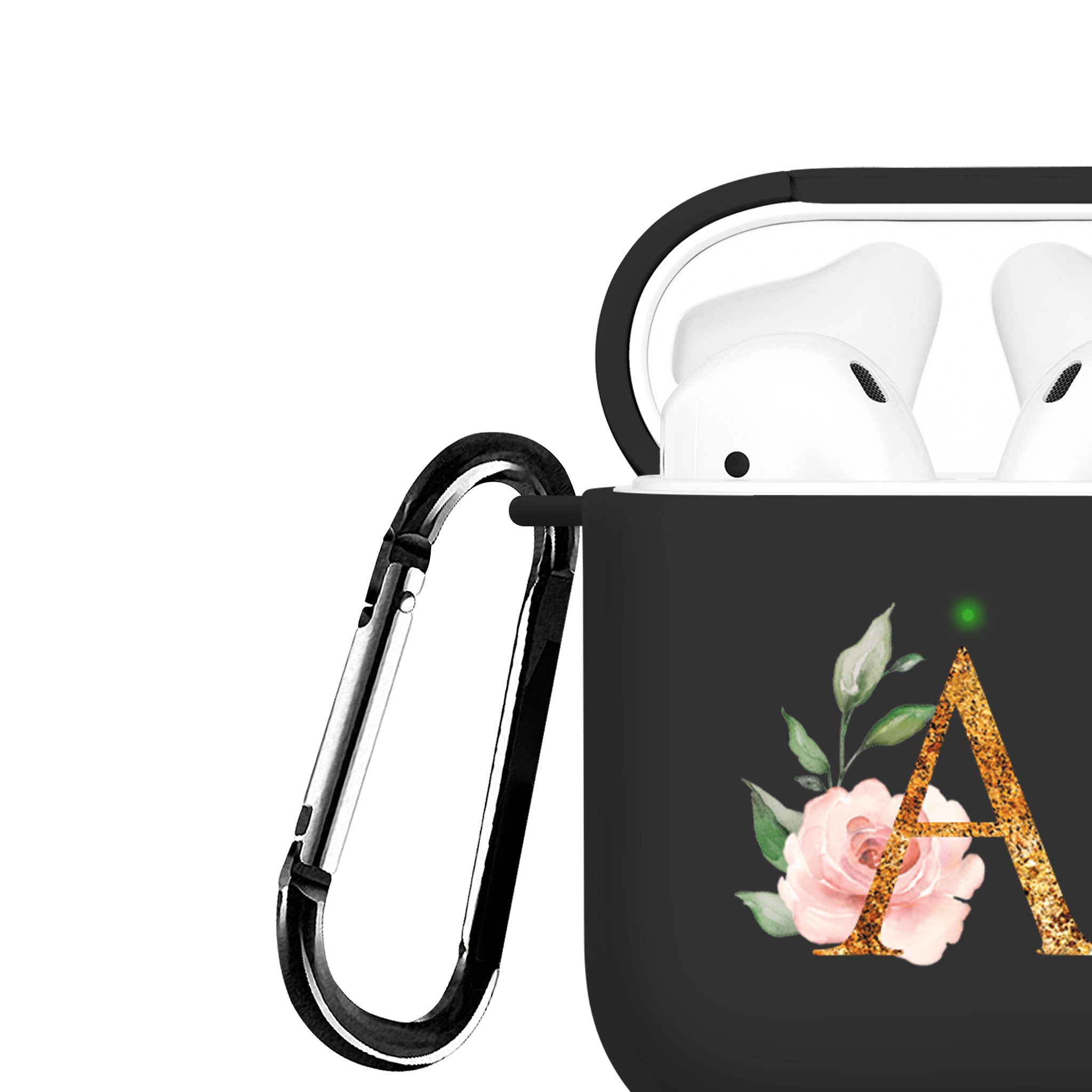 Personalised Soft AirPods Case Cover Custom Name Gold Glitter Vintage Pink Rose