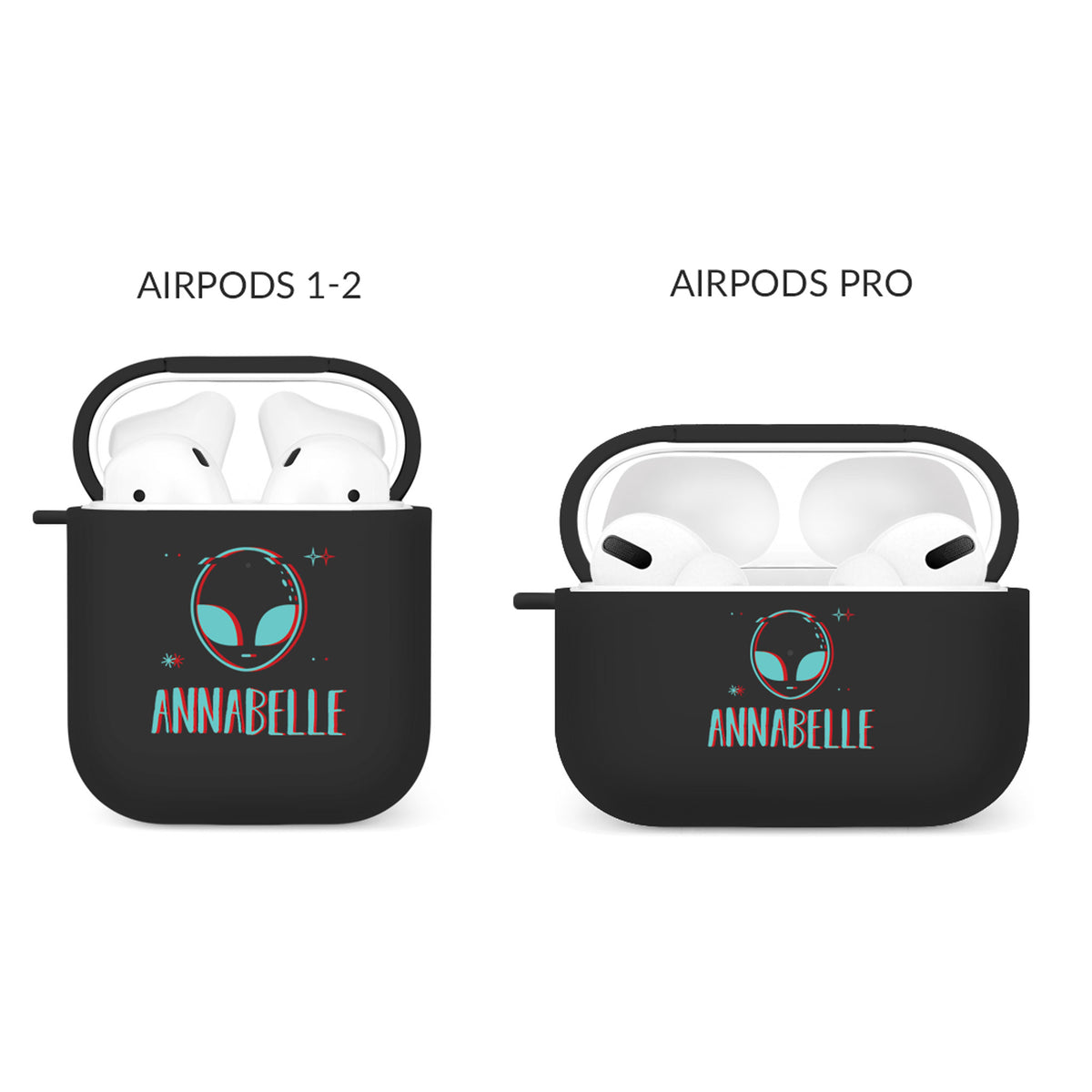 Personalised Soft AirPods Case Cover Custom Name Alien Stars Space on Black