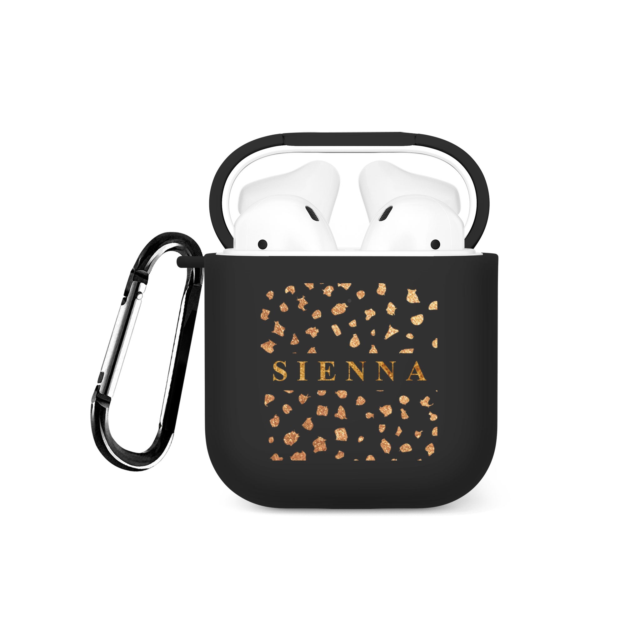 Personalised Soft AirPods Case Cover Custom Name Gold Animal Print Leopard Cheetah