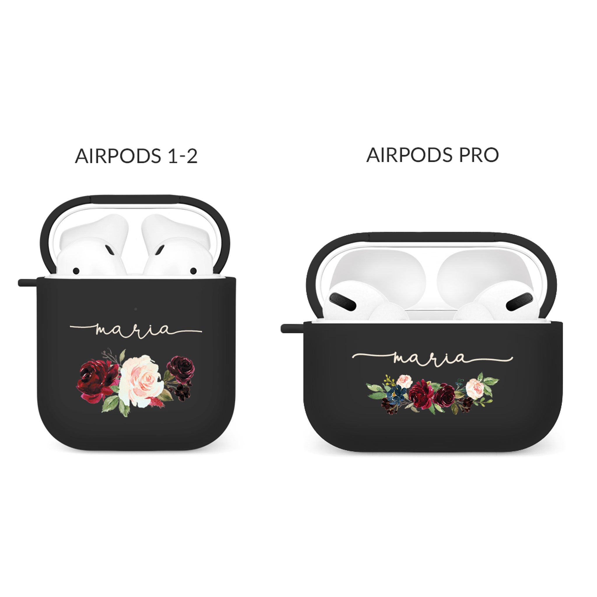 Personalised Soft AirPods Case Cover Custom Name Roses Shabby Chic Vintage