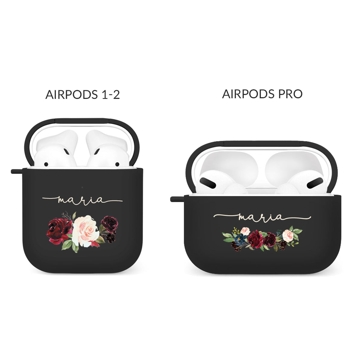Personalised Soft AirPods Case Cover Custom Name Roses Shabby Chic Vintage