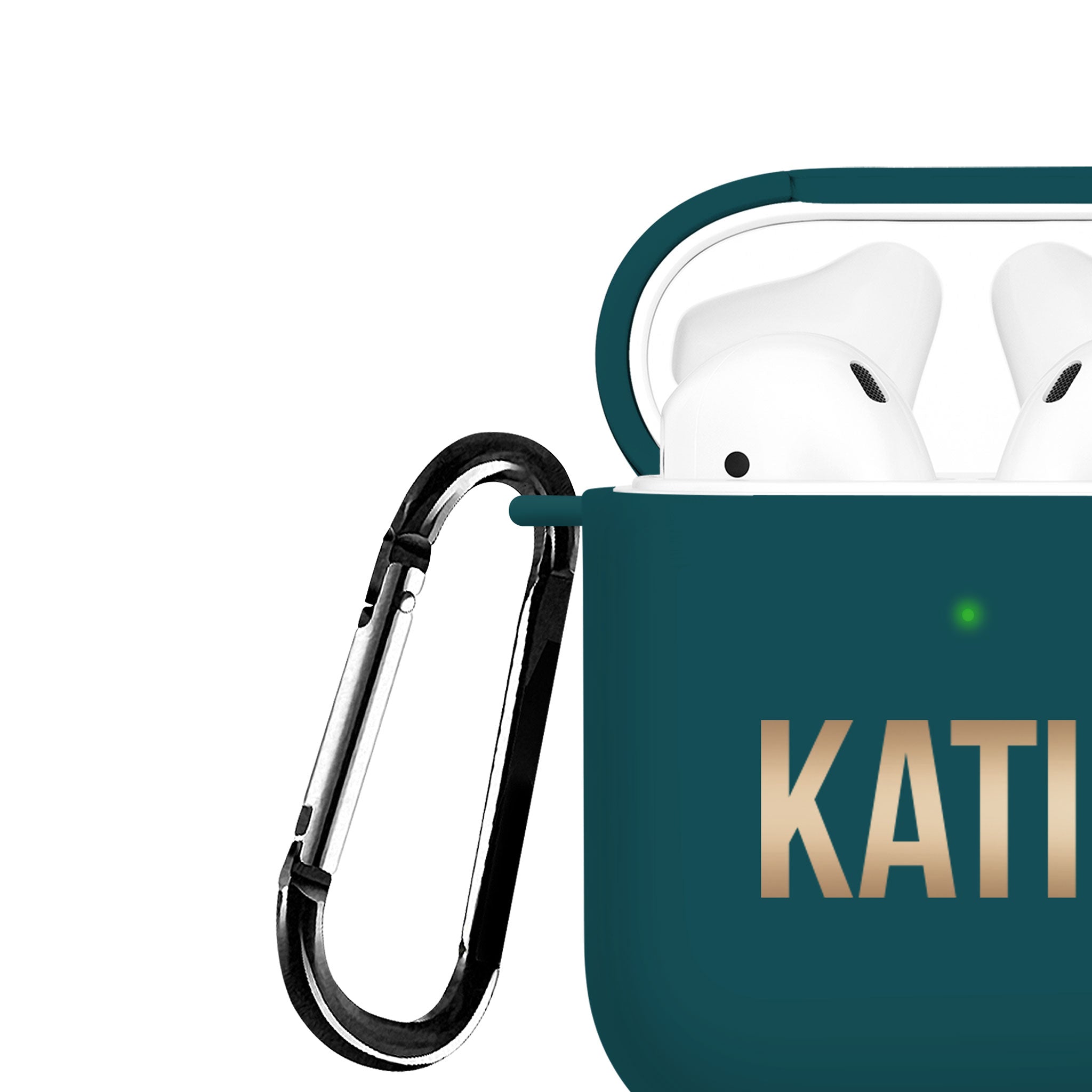 Personalised Soft AirPods Case Cover Custom Name Golden Gradient on Green