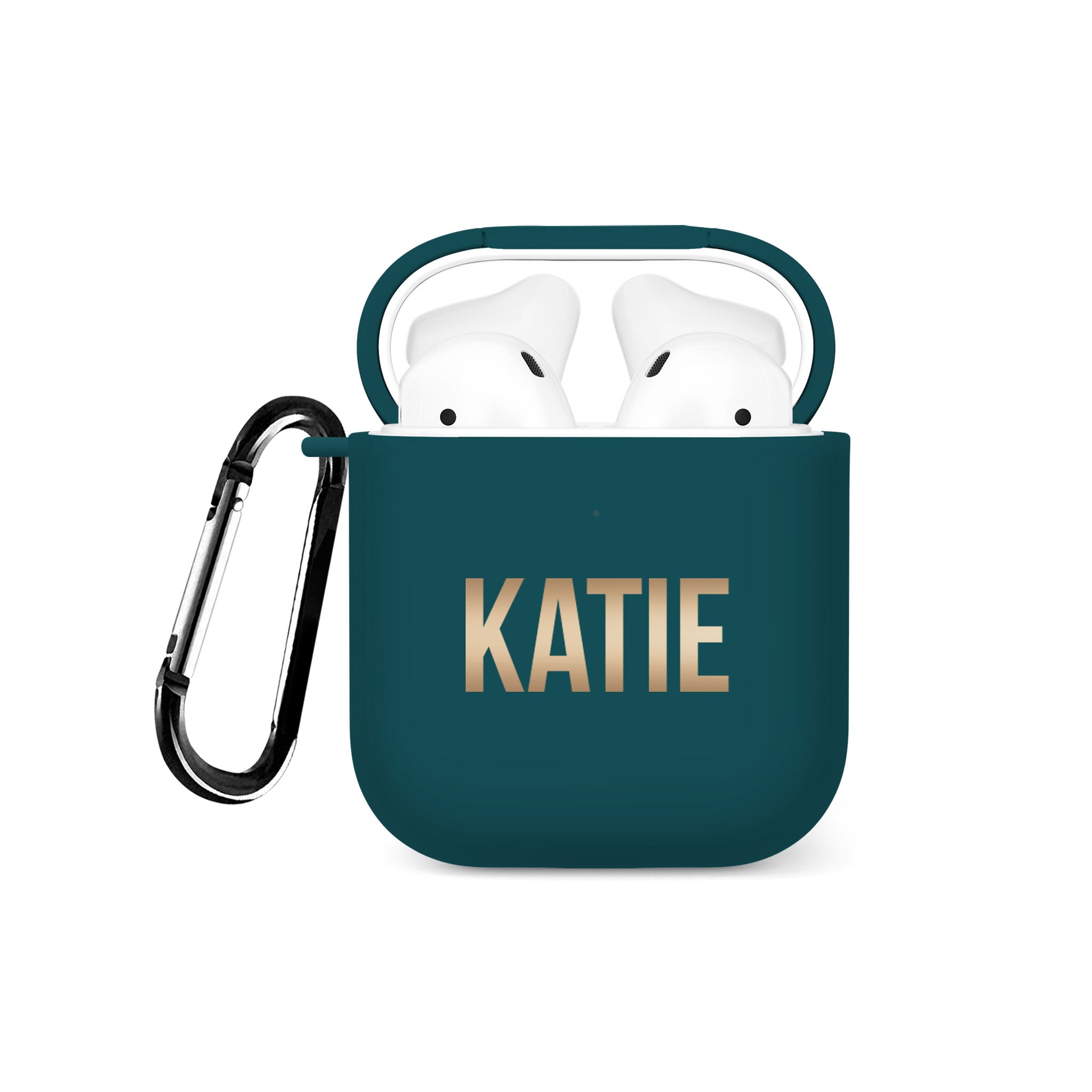 Personalised Soft AirPods Case Cover Custom Name Golden Gradient on Green