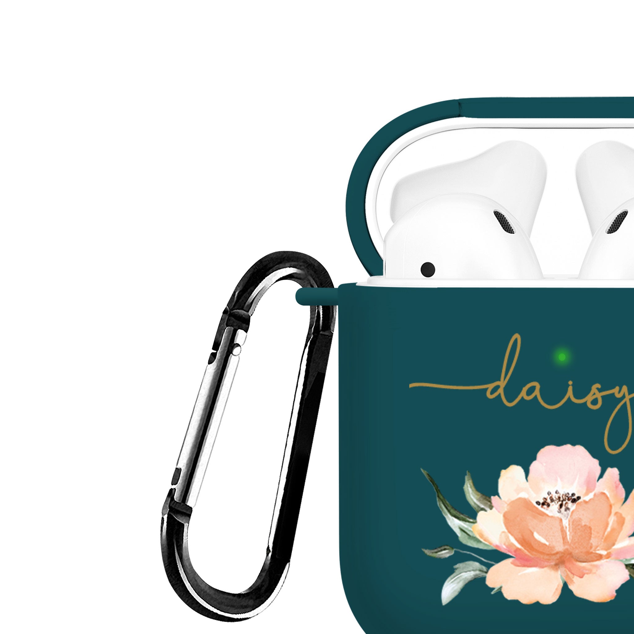 Personalised Soft AirPods Case Cover Custom Name Pink Wild Rose Shabby Chic