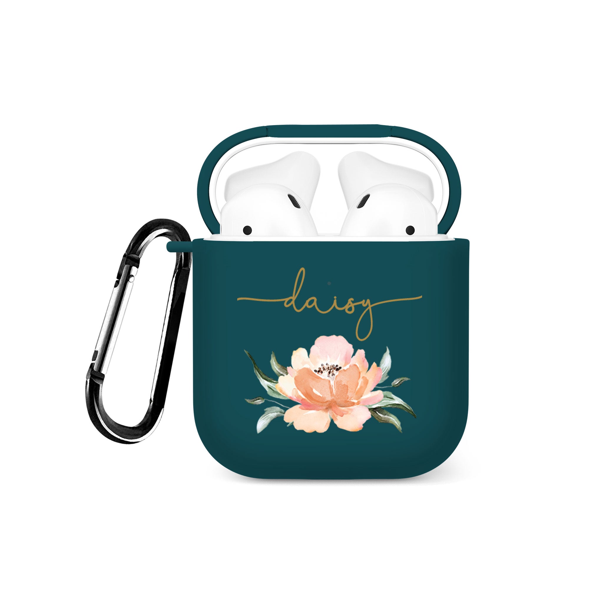 Personalised Soft AirPods Case Cover Custom Name Pink Wild Rose Shabby Chic