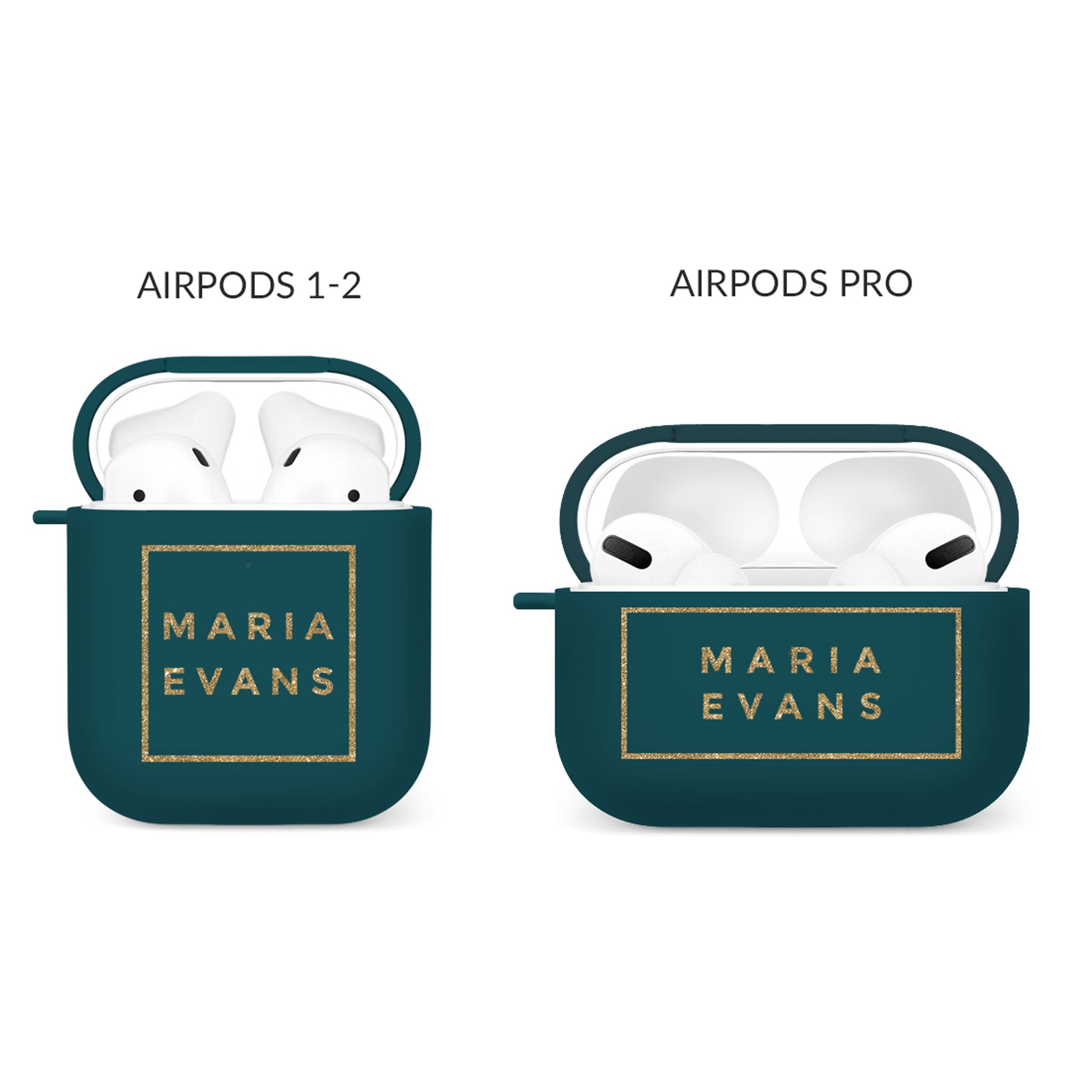 Personalised Soft AirPods Case Cover Custom Name in Golden Glitter Square
