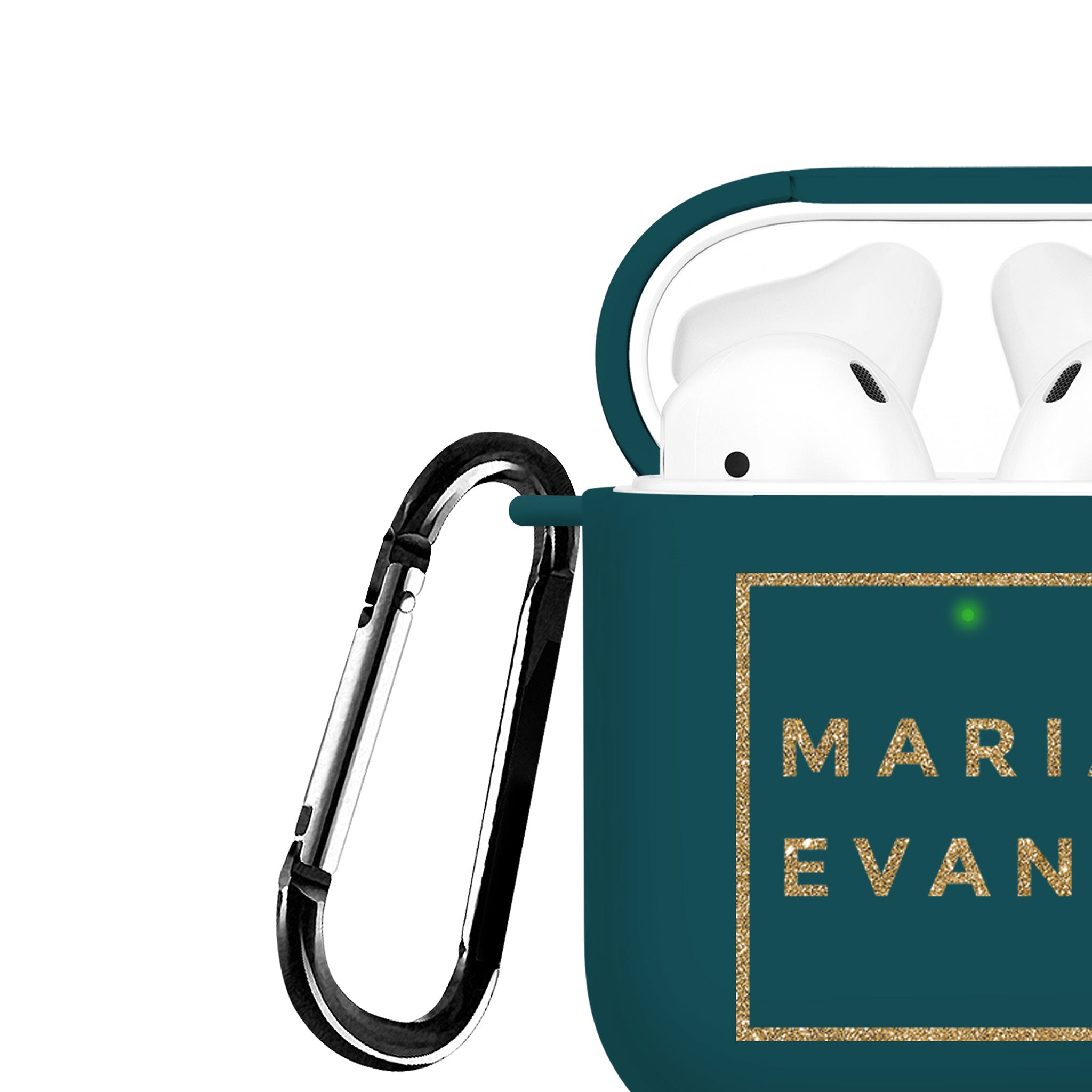 Personalised Soft AirPods Case Cover Custom Name in Golden Glitter Square