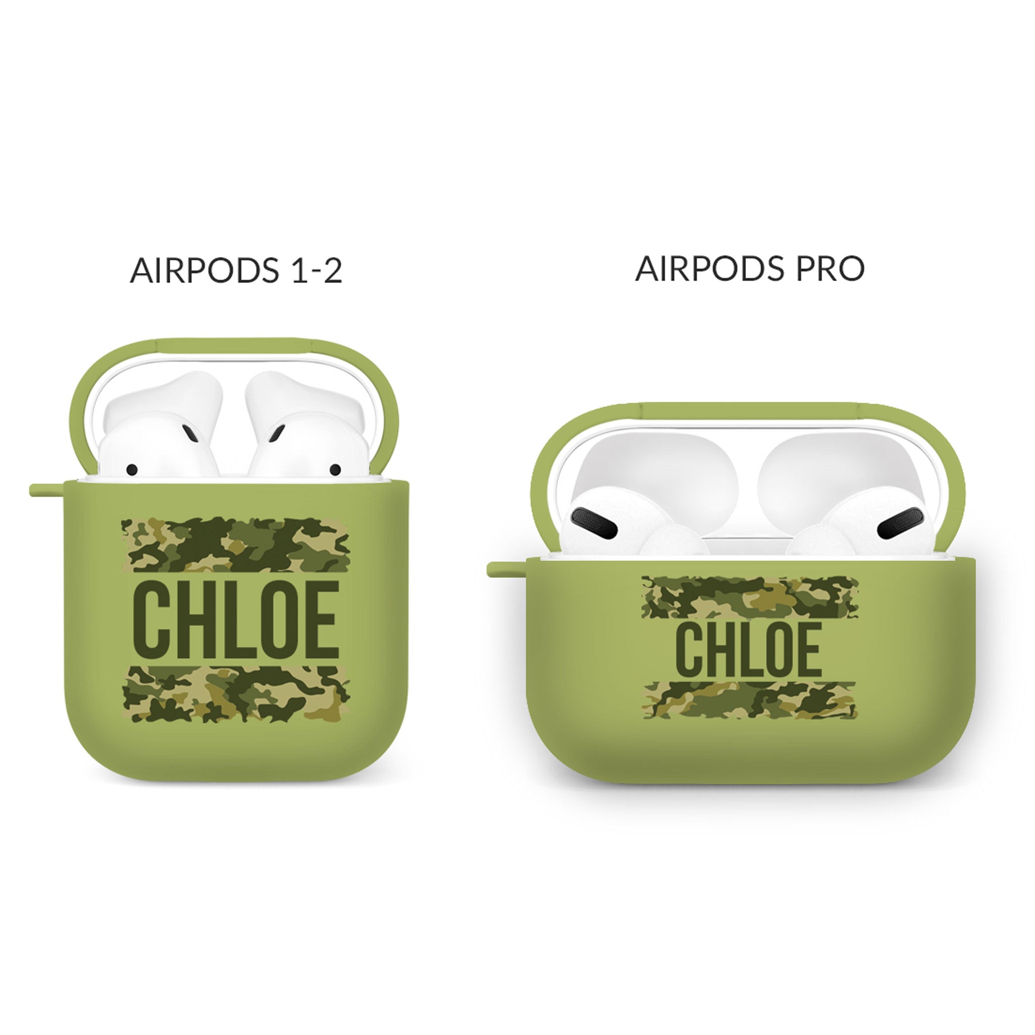 Personalised Soft AirPods Case Cover Custom Name Camouflage Camo Army Green