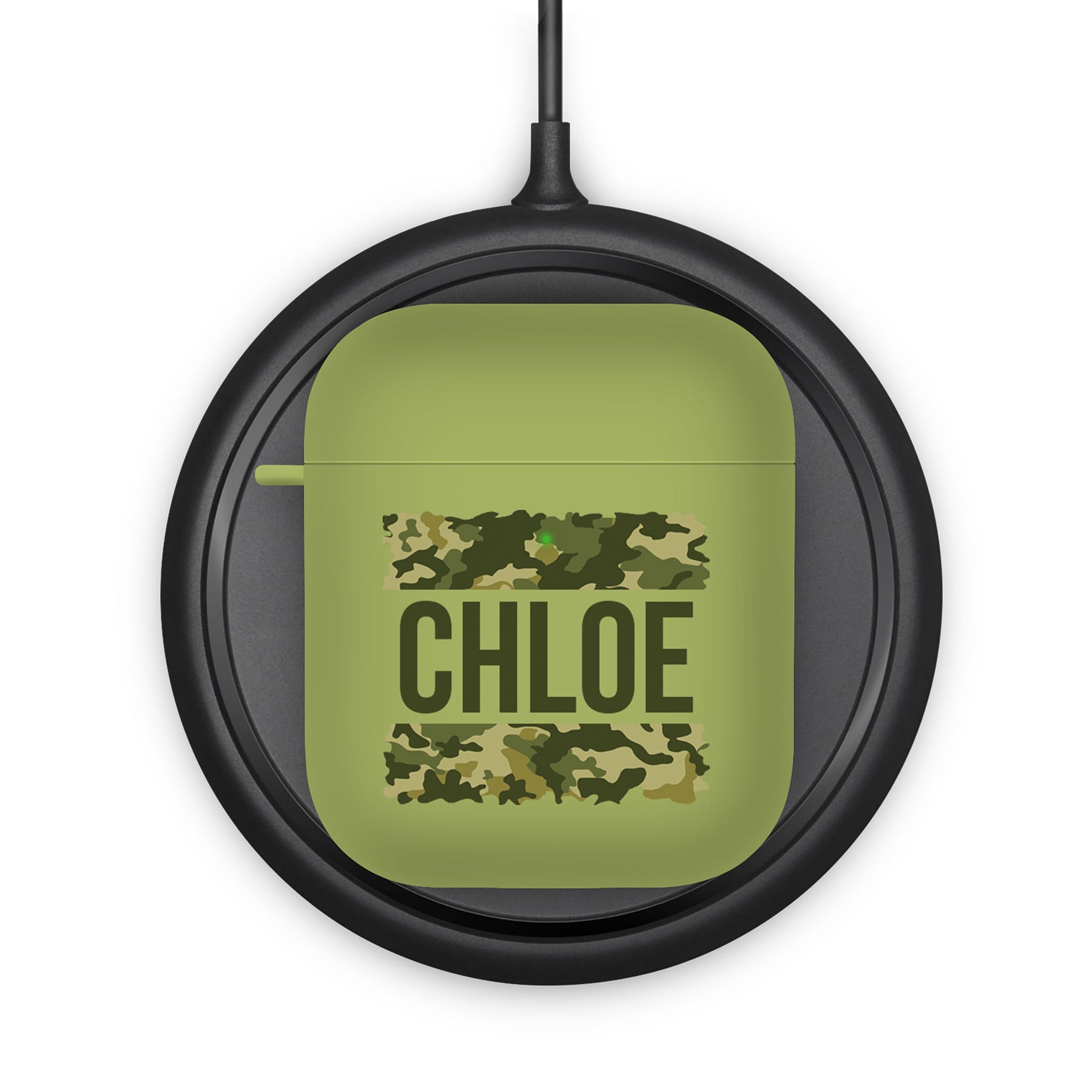 Personalised Soft AirPods Case Cover Custom Name Camouflage Camo Army Green