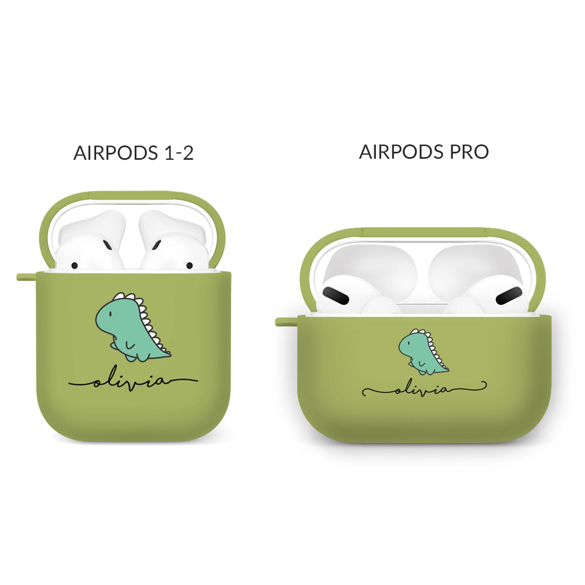 Personalised Soft AirPods Case Cover Custom Name Dinosaur Kawaii Dino