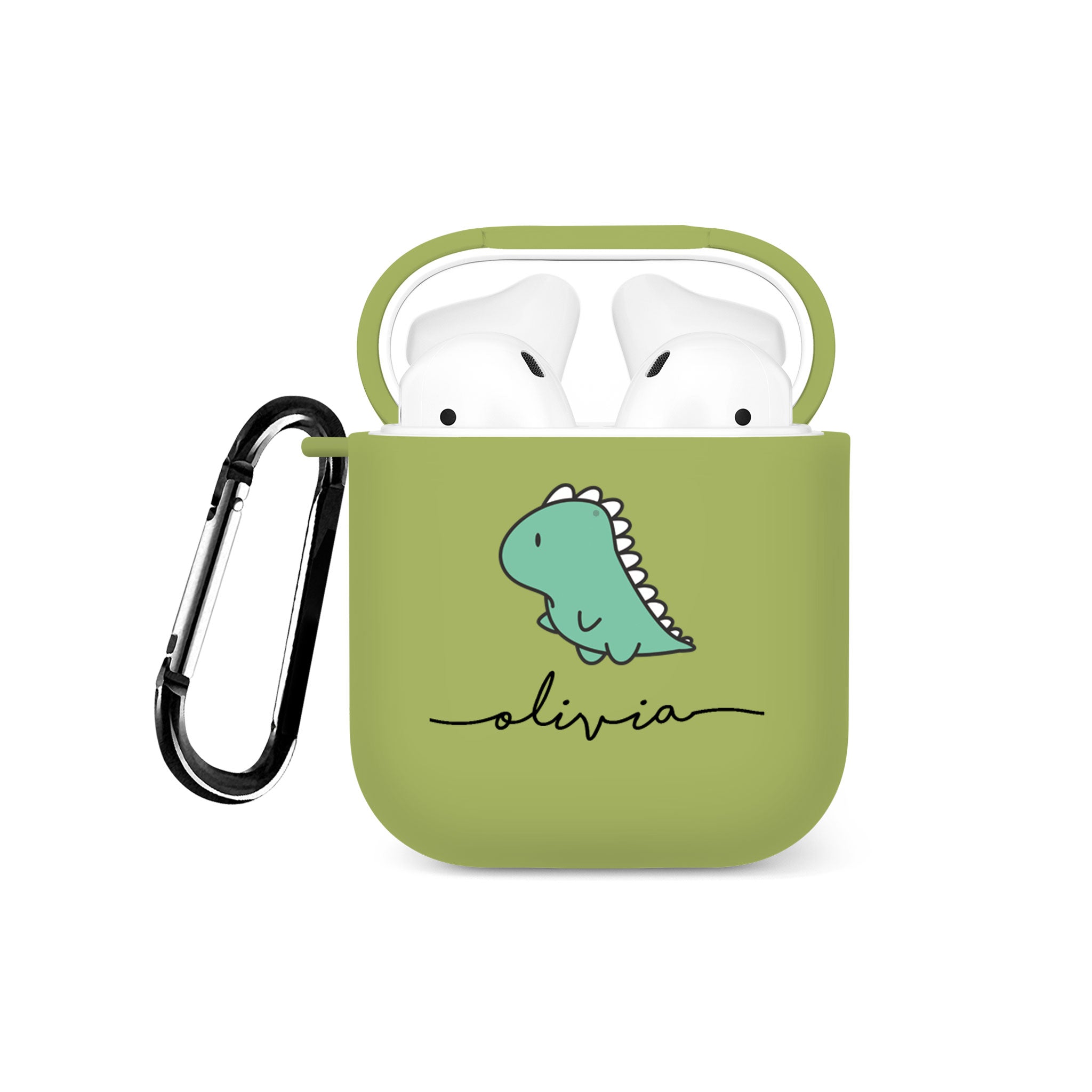 Personalised Soft AirPods Case Cover Custom Name Dinosaur Kawaii Dino