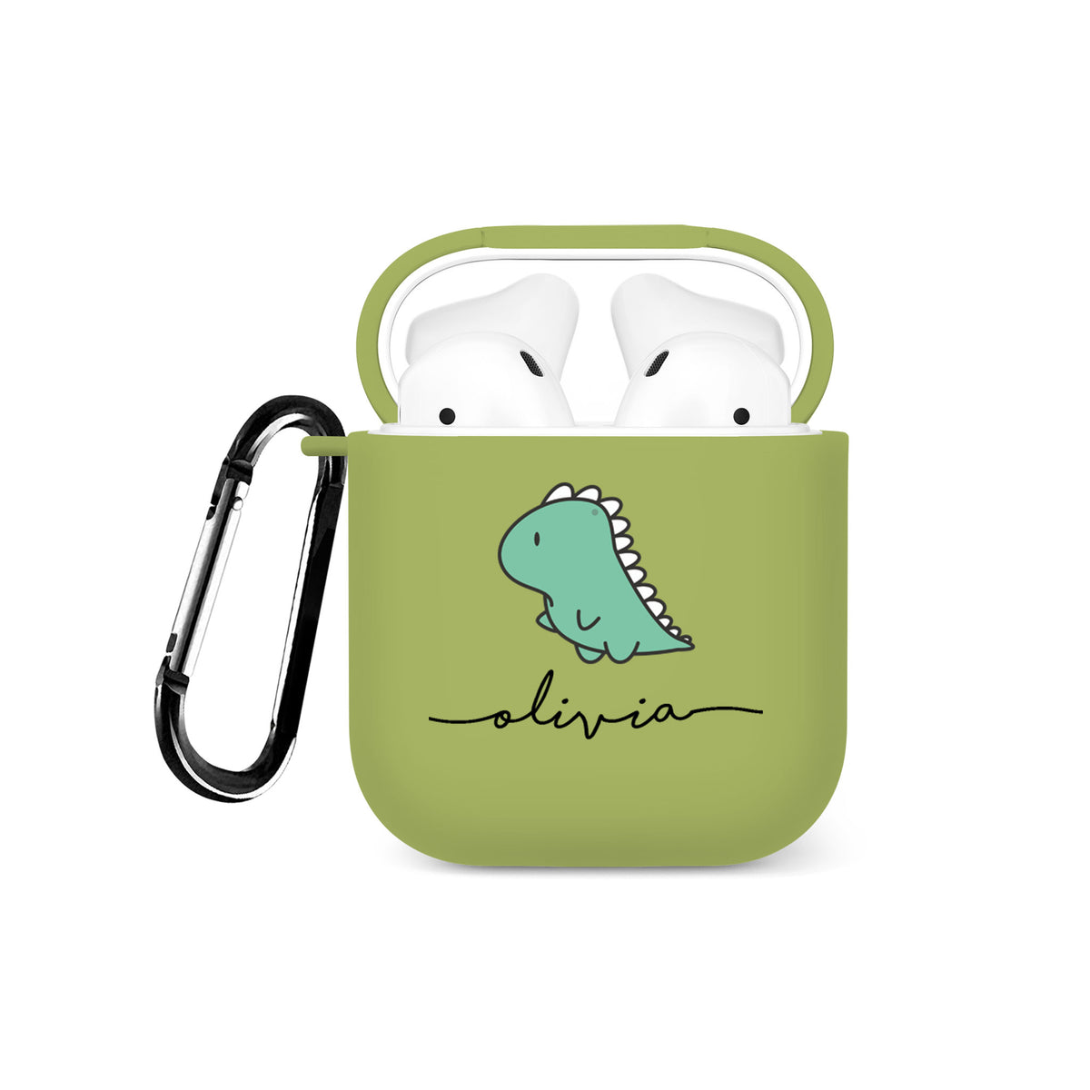 Personalised Soft AirPods Case Cover Custom Name Dinosaur Kawaii Dino