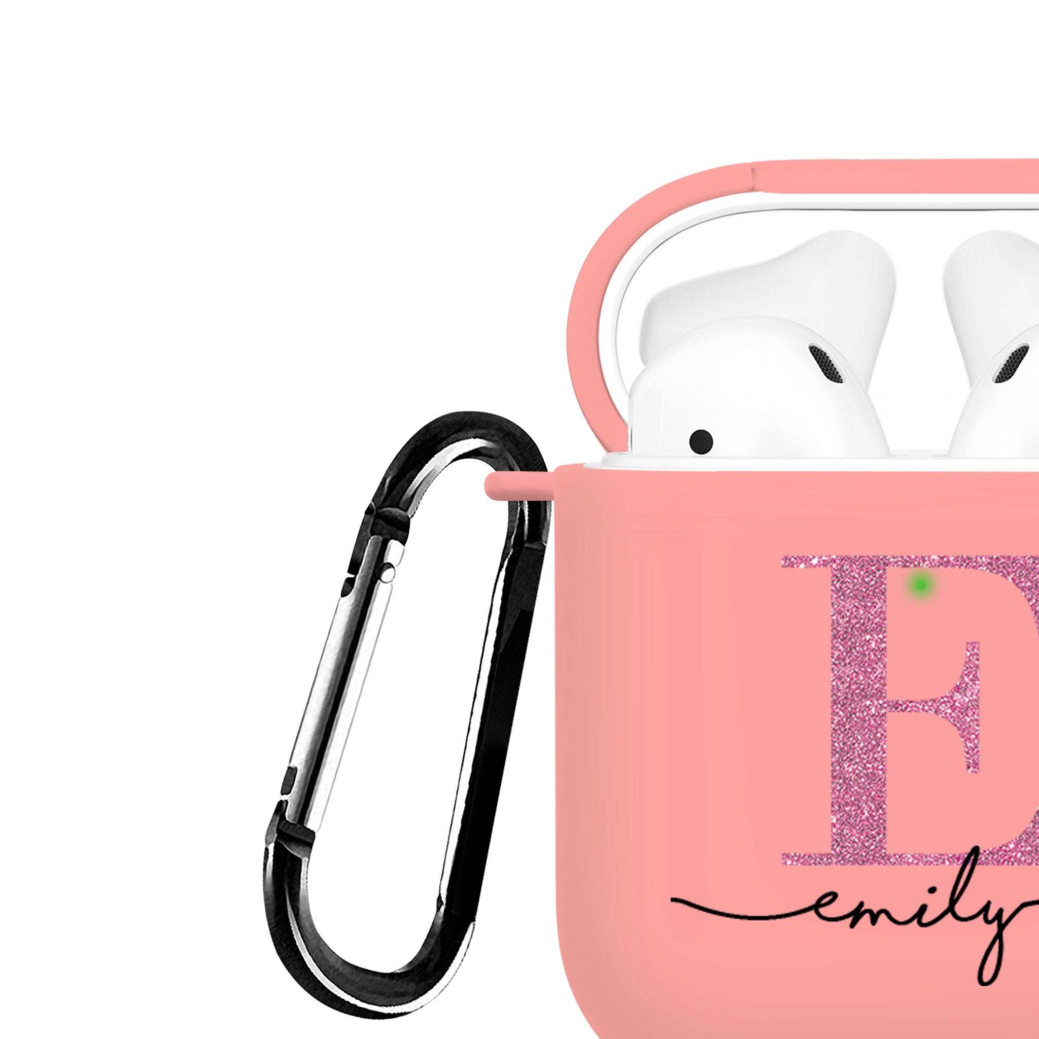 Personalised Soft AirPods Case Cover Custom Name Rose Gold Pink Glitter Initial