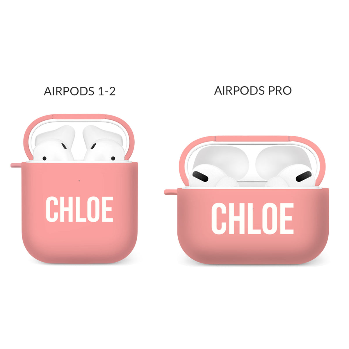 Personalised Soft AirPods Case Cover Custom Name White Bold Font on Pink