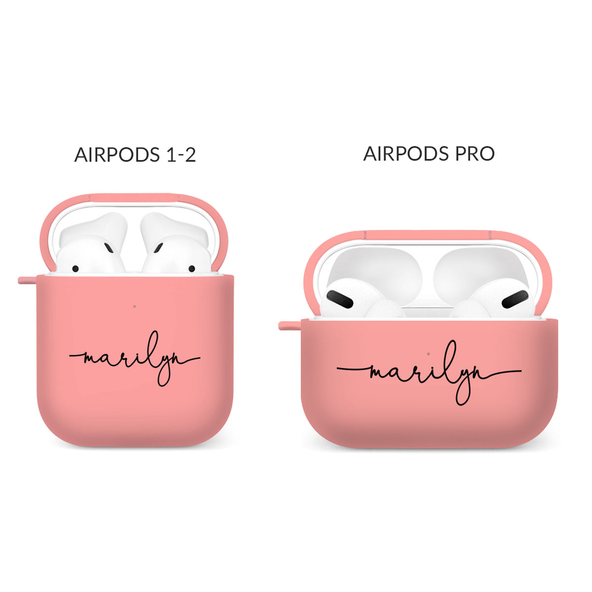 Personalised Soft AirPods Case Cover Custom Name Black Handwritten on Pink