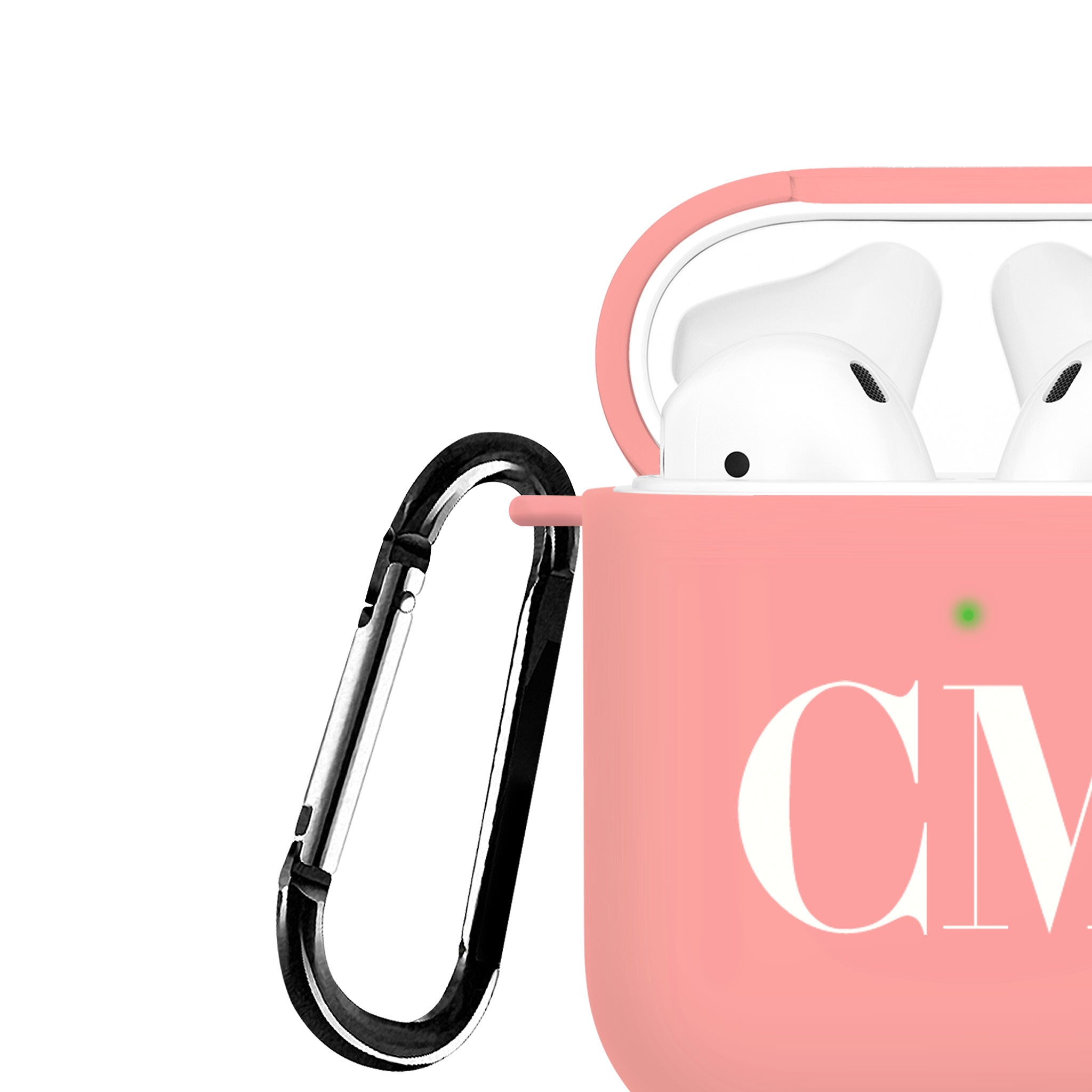 Personalised Soft AirPods Case Cover Custom Name Monogram White on Pink