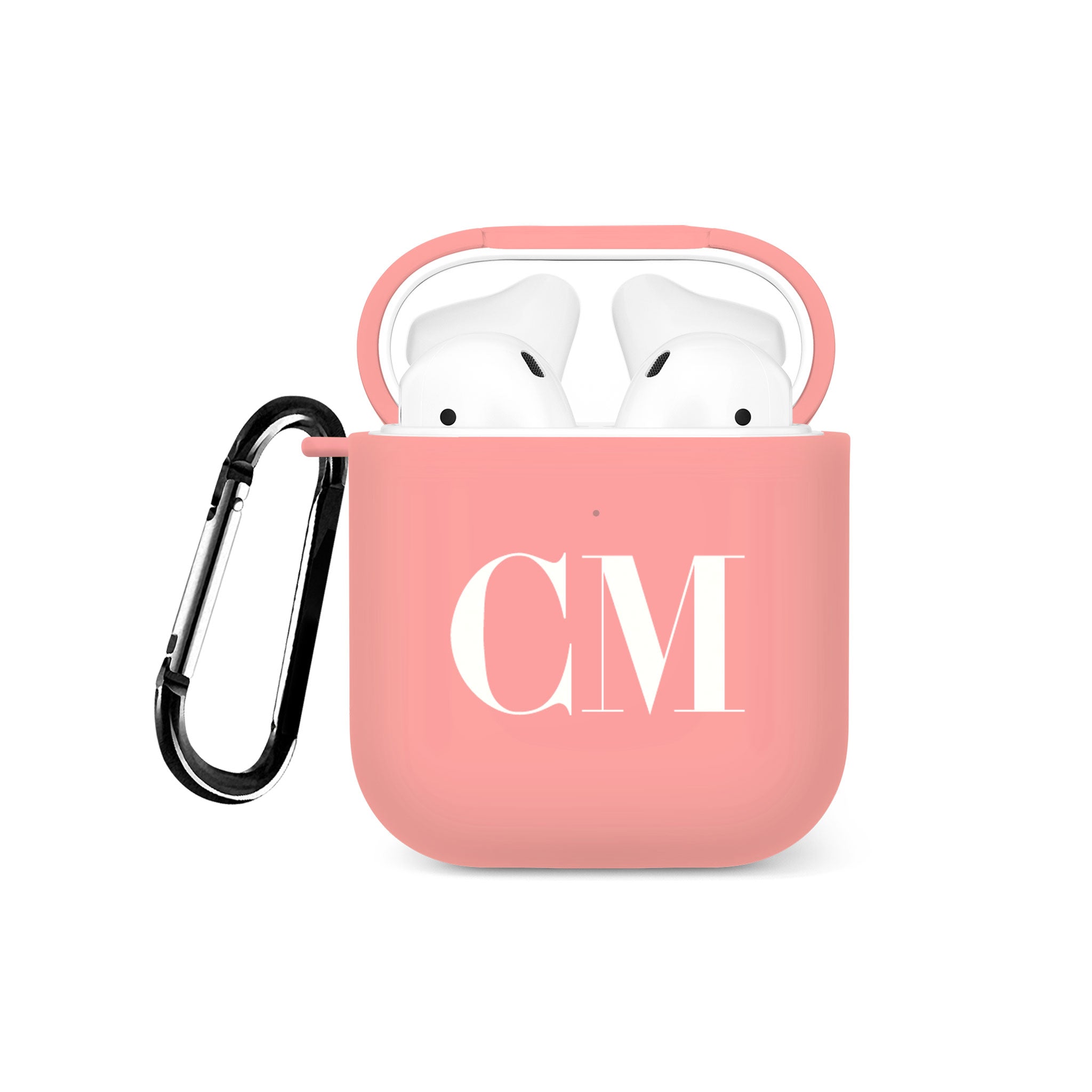 Personalised Soft AirPods Case Cover Custom Name Monogram White on Pink