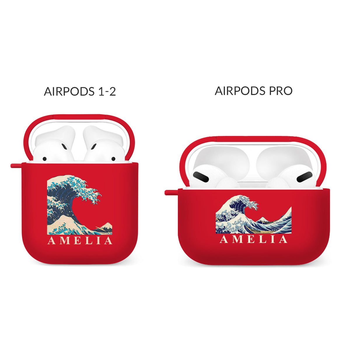 Personalised Soft AirPods Case Cover Custom Name The Great Wave off Kanagawa Hokusai