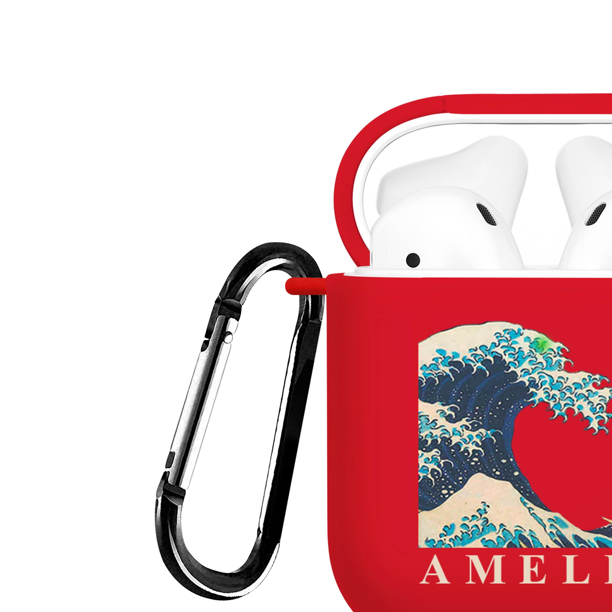 Personalised Soft AirPods Case Cover Custom Name The Great Wave off Kanagawa Hokusai