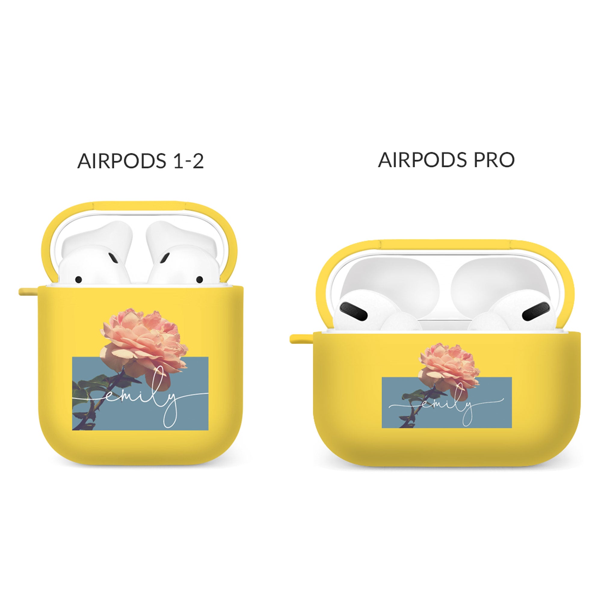 Personalised Soft AirPods Case Cover Custom Name Handwritten Pink Rose