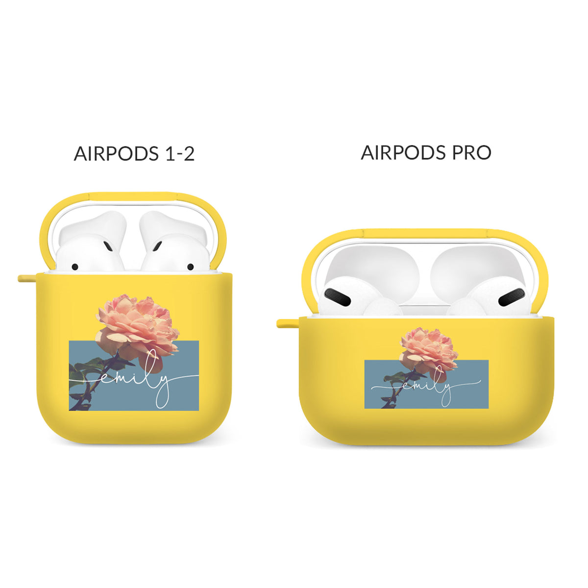 Personalised Soft AirPods Case Cover Custom Name Handwritten Pink Rose