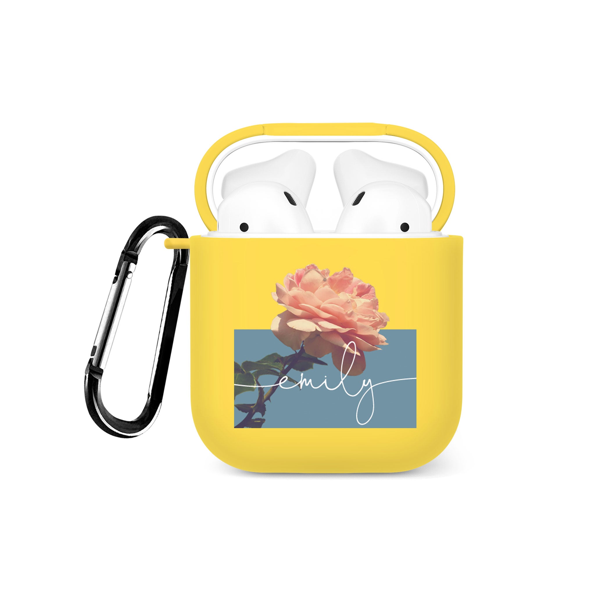 Personalised Soft AirPods Case Cover Custom Name Handwritten Pink Rose