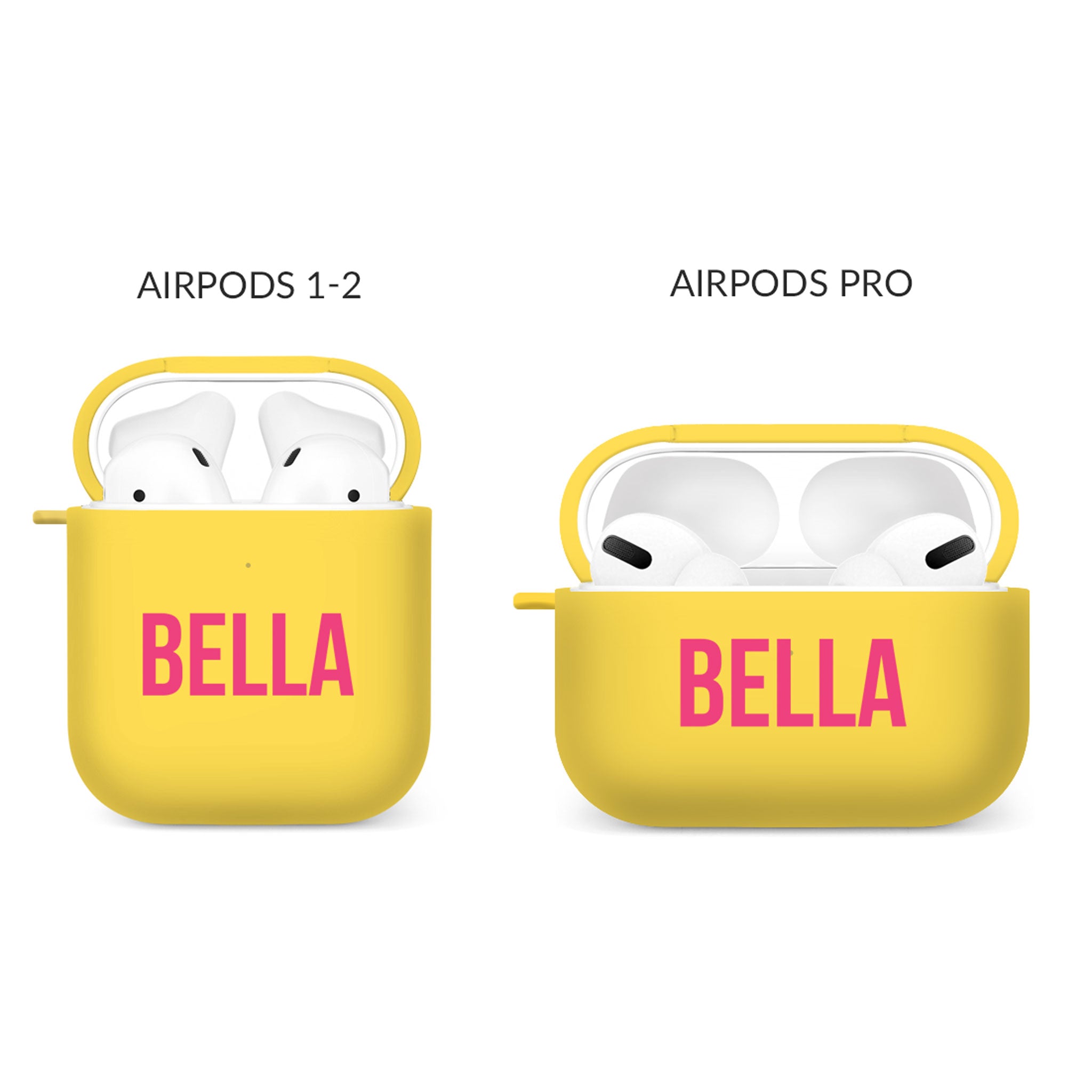 Personalised Soft AirPods Case Cover Custom Name Pink Purple on Yellow