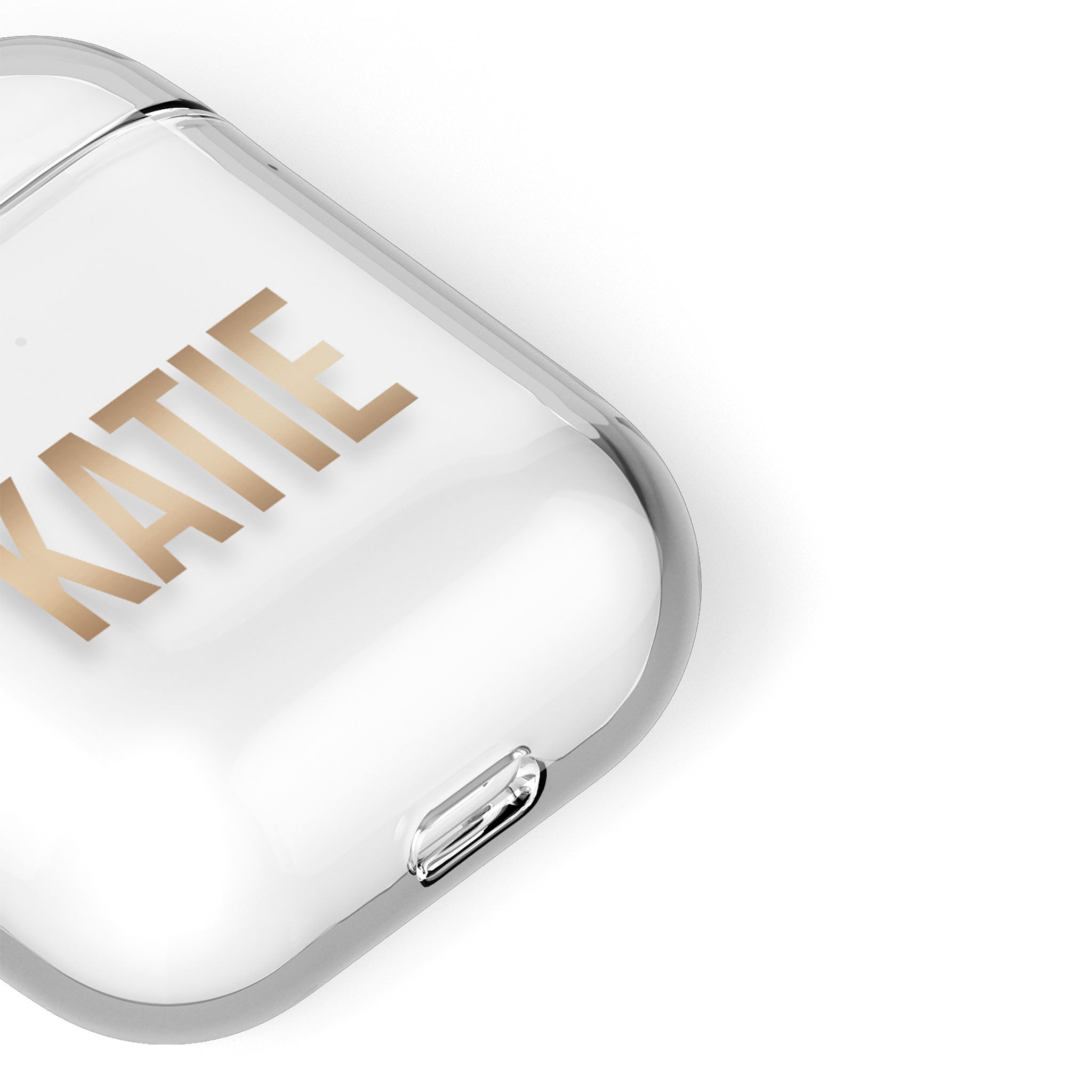 Personalised AirPods Case Clear Cover Custom Name Gold Gradient