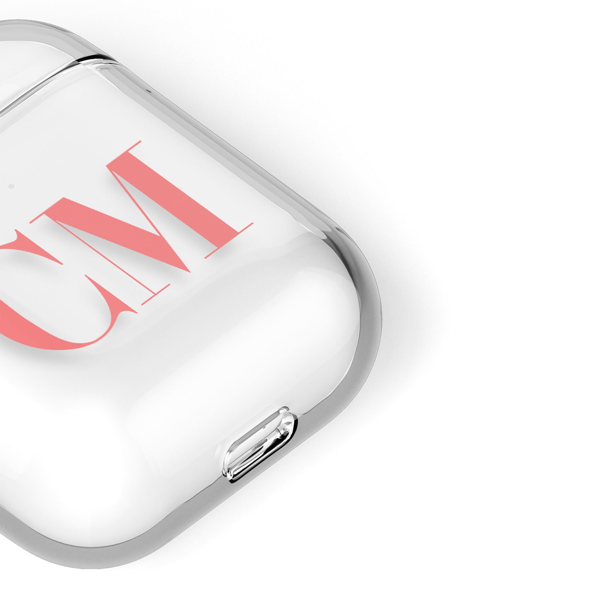 Personalised AirPods Case Clear Cover Custom Name Pink Big Monogram
