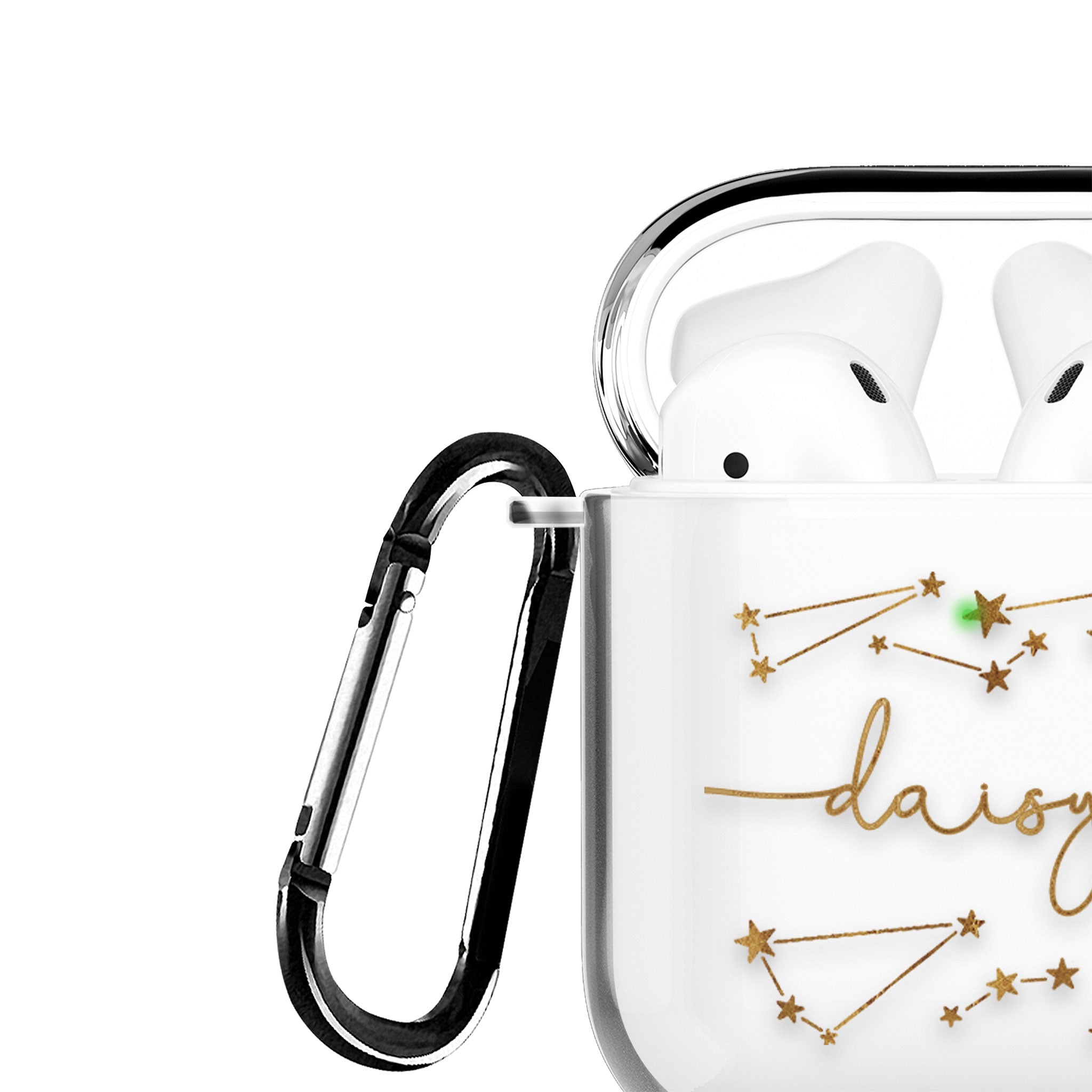 Personalised AirPods Case Clear Cover Custom Name Golden Constellations Space