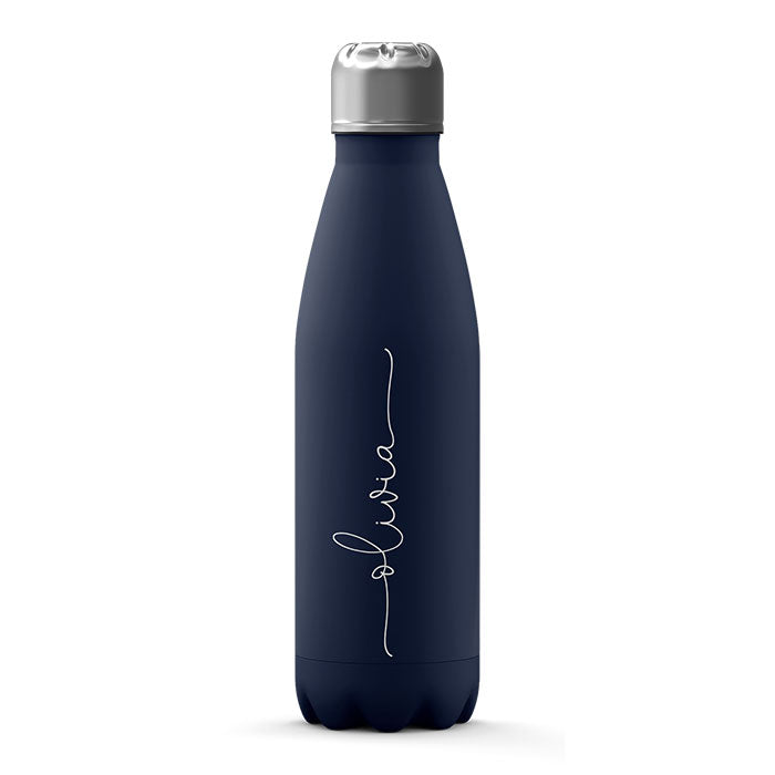 Personalised Water Bottle - Name Handwritten on Blue