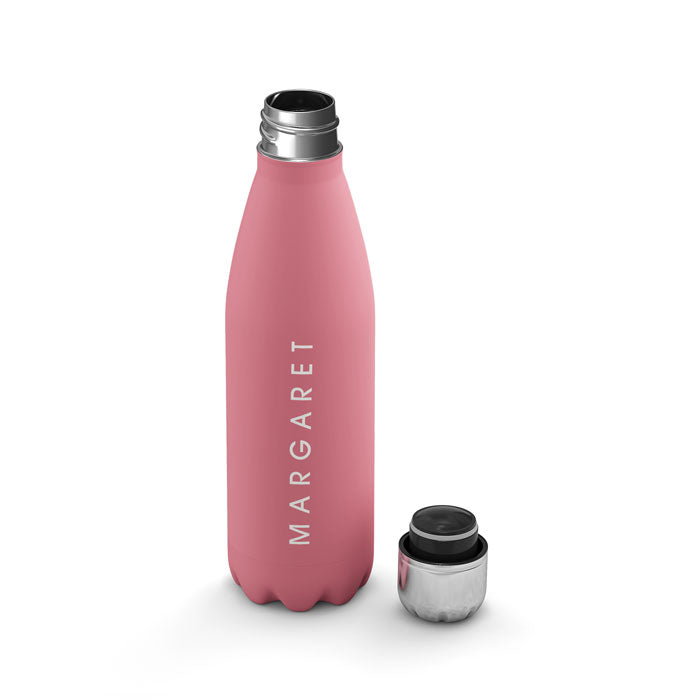 Personalised Water Bottle - Name White on Pink