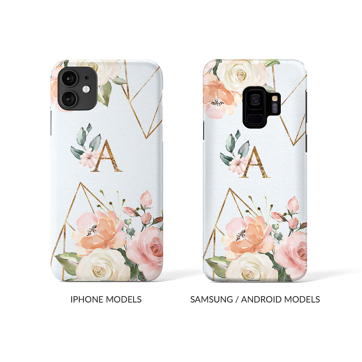Personalised Hard Phone Case Floral Pink English Roses Bouquets