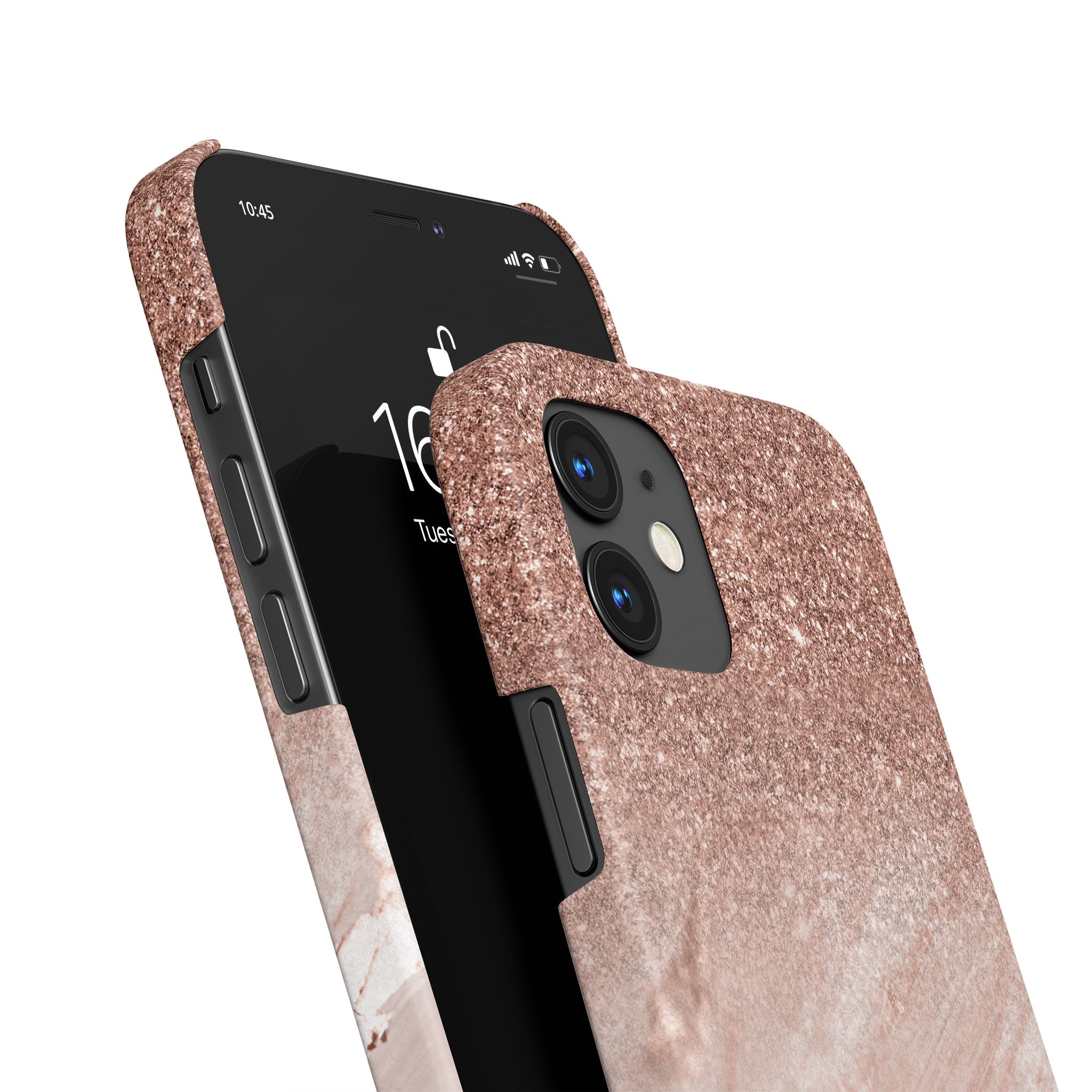 Personalised Hard Phone Case Sequin Rose Gold Marble
