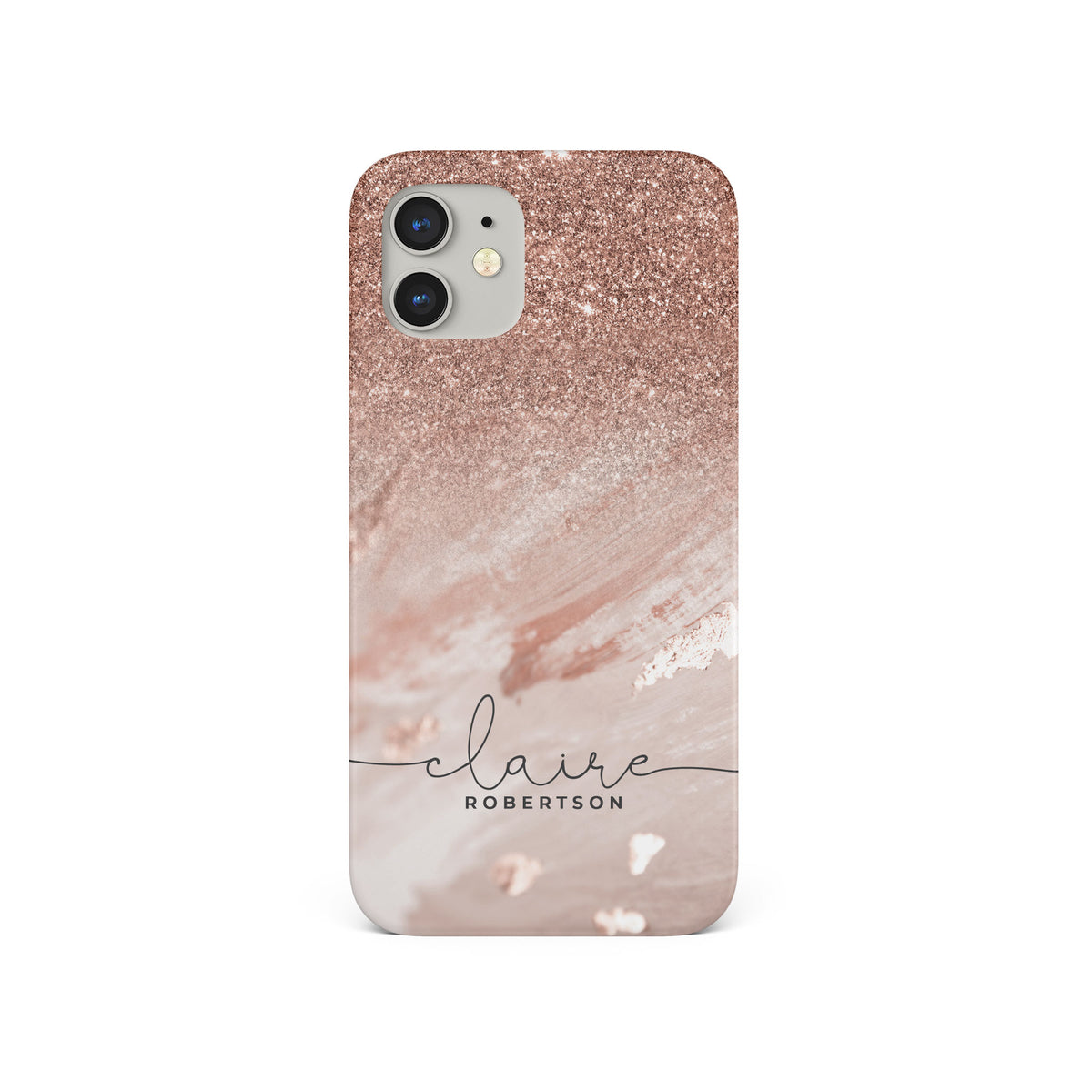 Personalised Hard Phone Case Sequin Rose Gold Marble