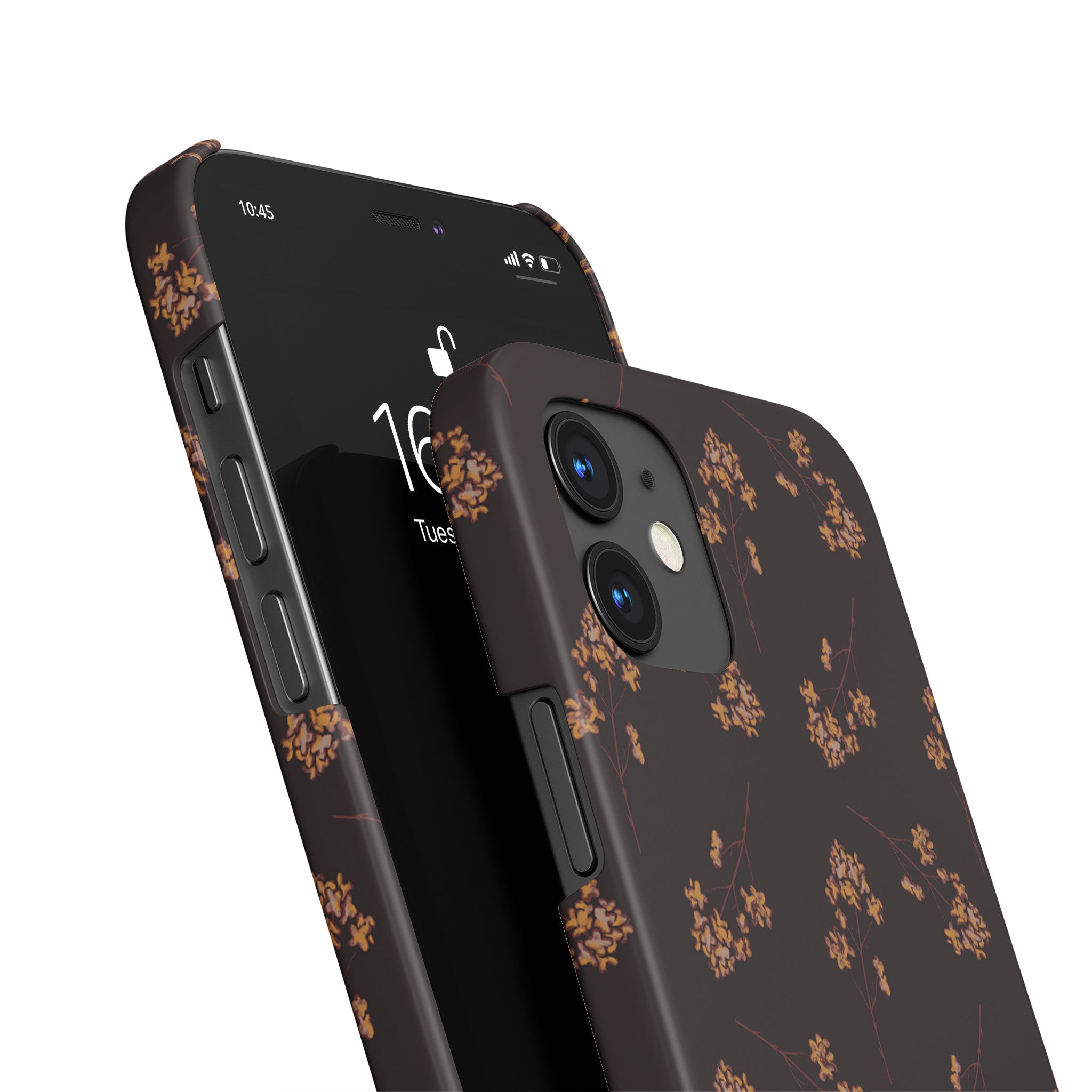 Personalised Hard Phone Case Autumn Fallen Leaves on Brown