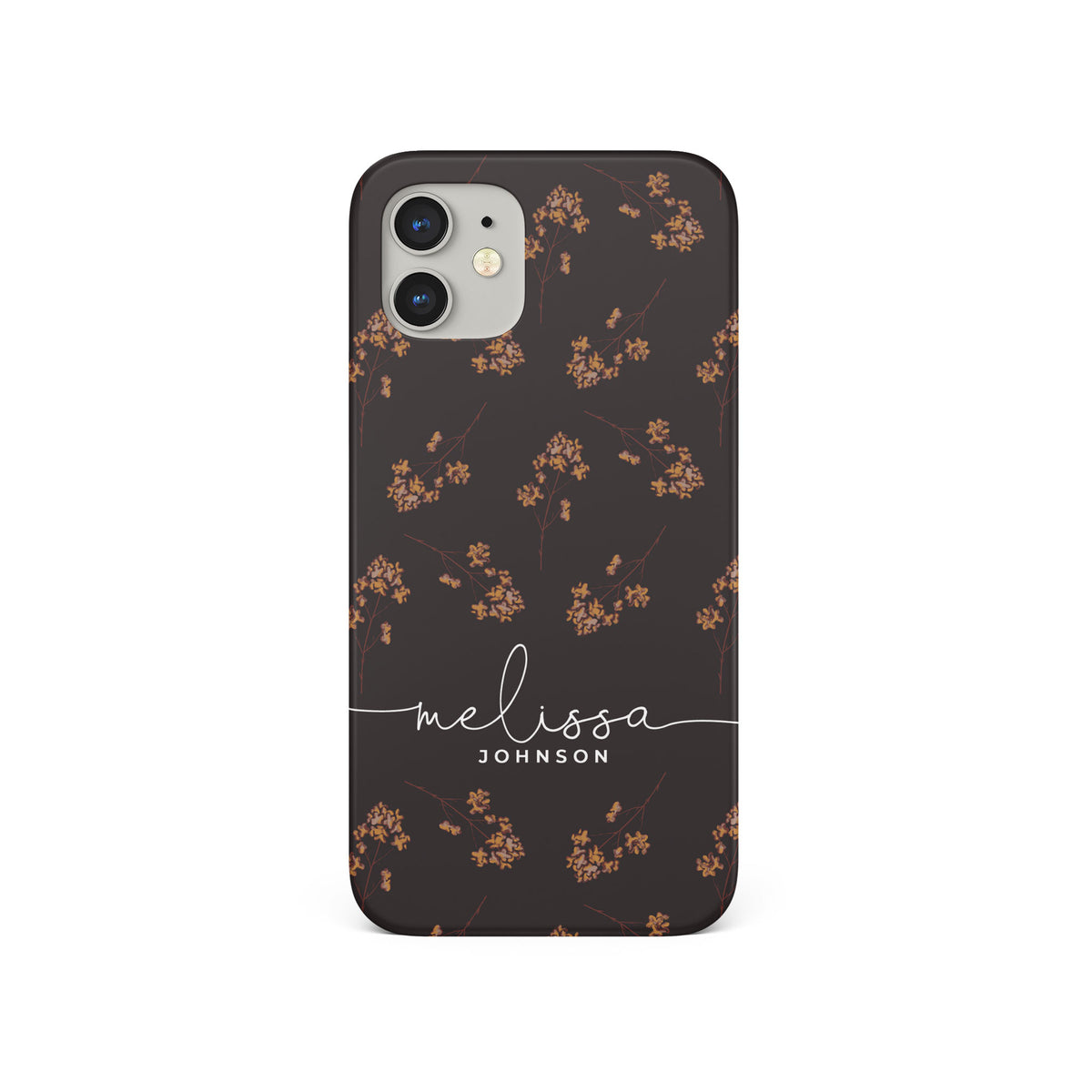 Personalised Hard Phone Case Autumn Fallen Leaves on Brown