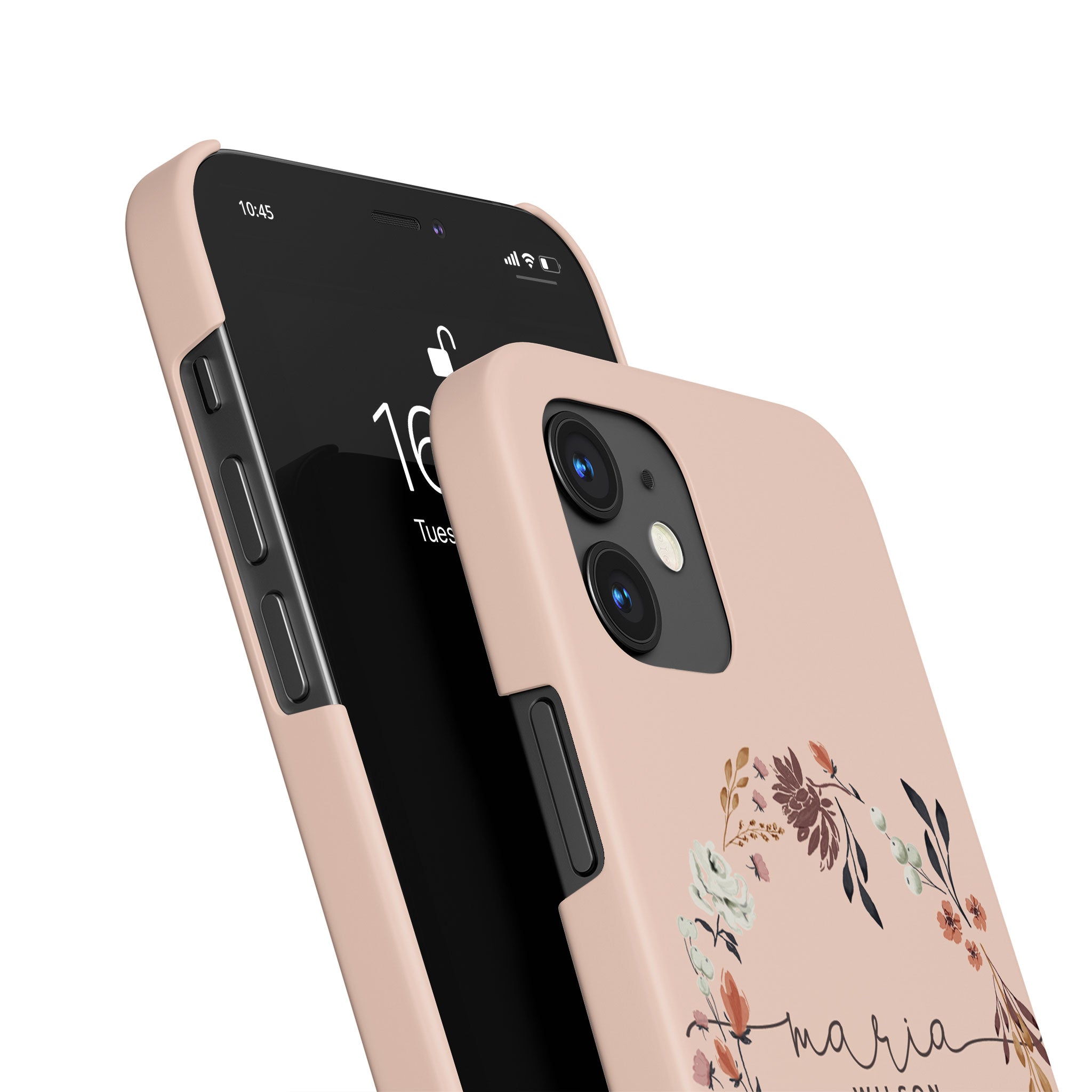 Personalised Hard Phone Case Autumn Floral Pink Wreath