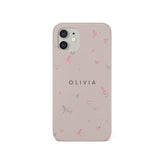 Personalised Hard Phone Case Hearts Pink Silver Glitter