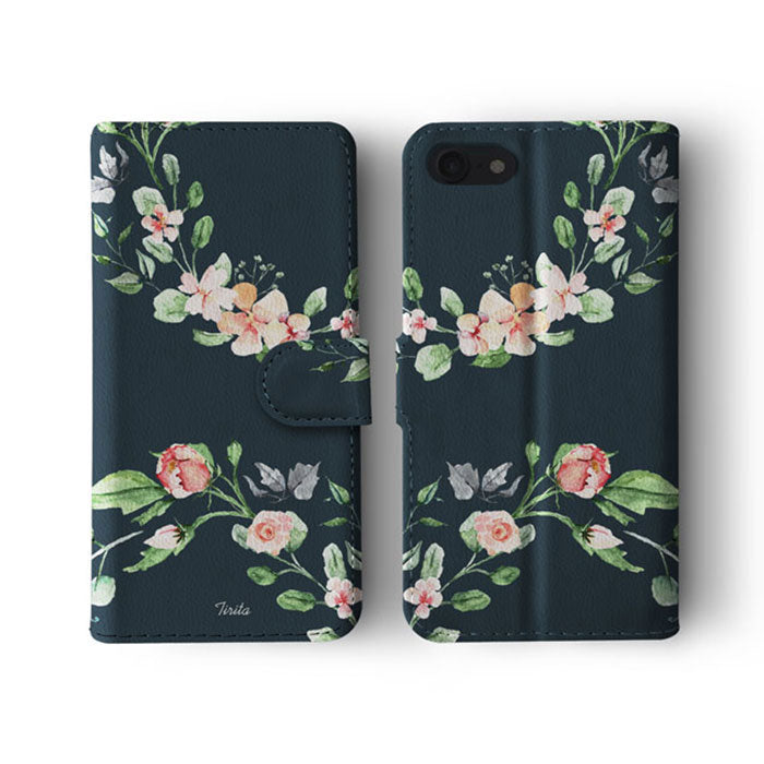 Wallet Flip Case Blossom Branch Spring Peach Roses