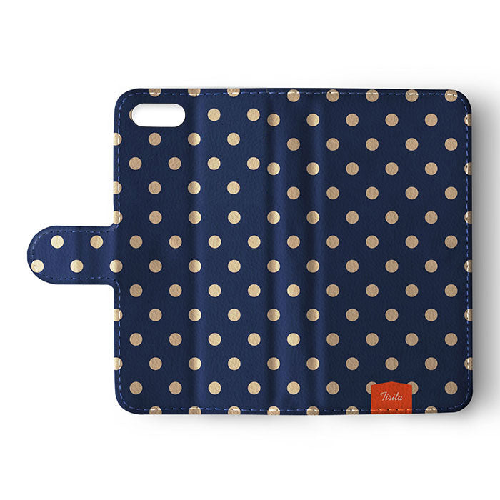 Wallet Flip Case Polka Dot Biege Dark Blue