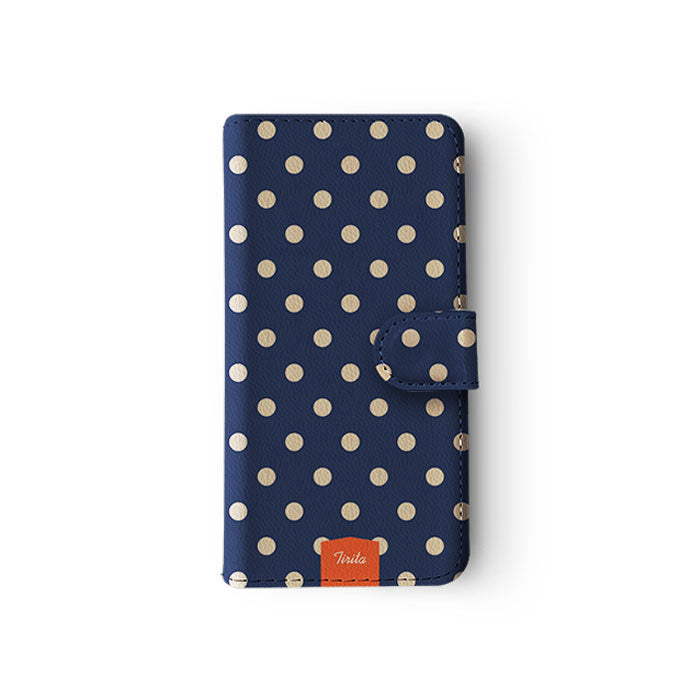 Wallet Flip Case Polka Dot Biege Dark Blue